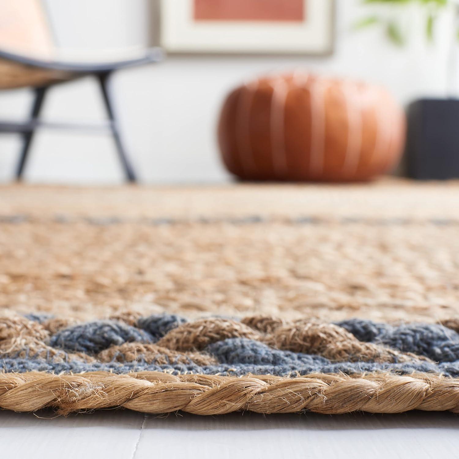 image:imageSAFAVIEH Area Rug 8x10 Natural Fiber Collection Large Natural amp Brown Handmade Braided Jute Stripe Pattern Ideal for Living Room Bedroom Dining Space NFB262TNaturalGrey