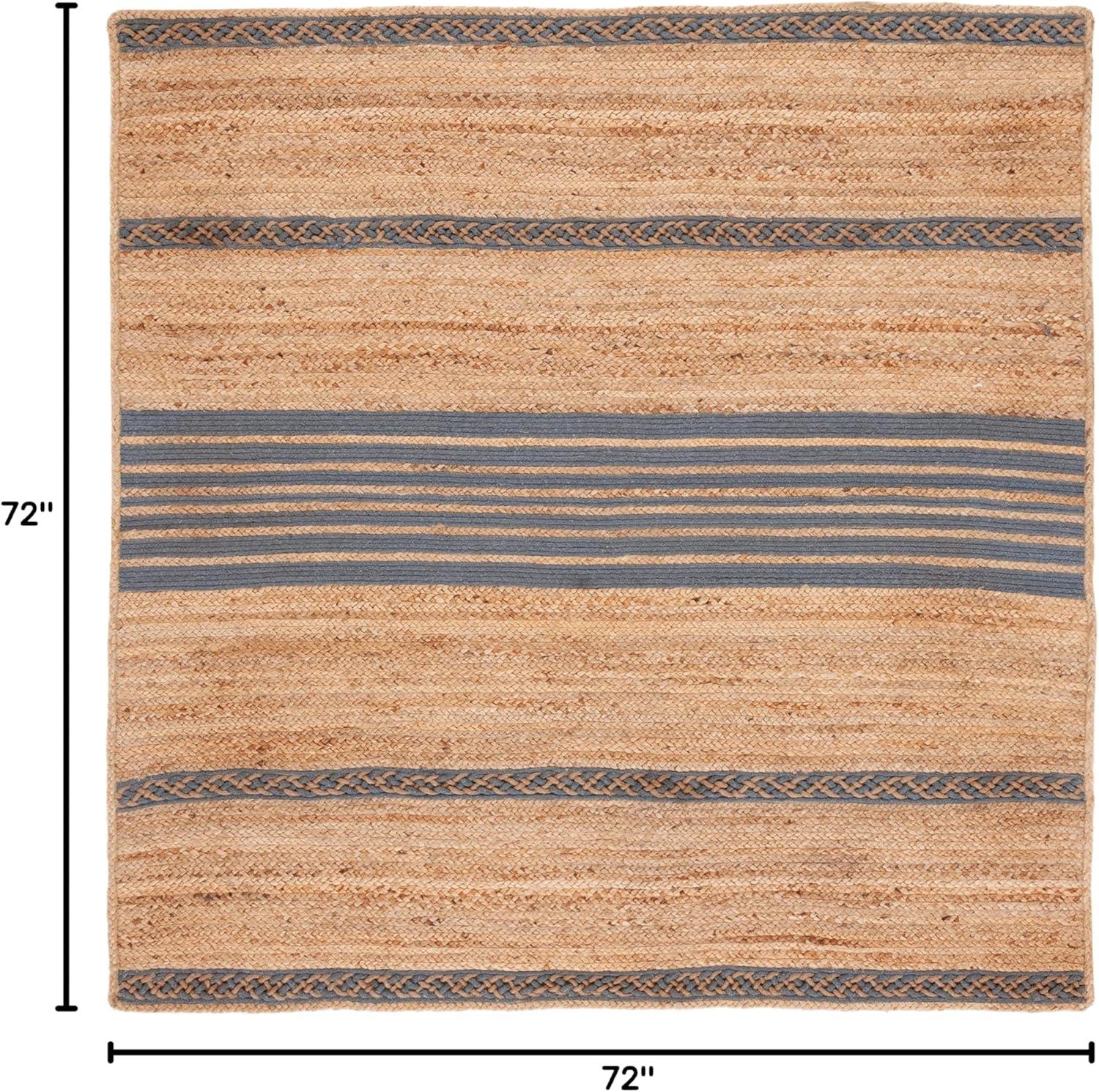 image:imageSAFAVIEH Area Rug 8x10 Natural Fiber Collection Large Natural amp Brown Handmade Braided Jute Stripe Pattern Ideal for Living Room Bedroom Dining Space NFB262TNaturalGrey