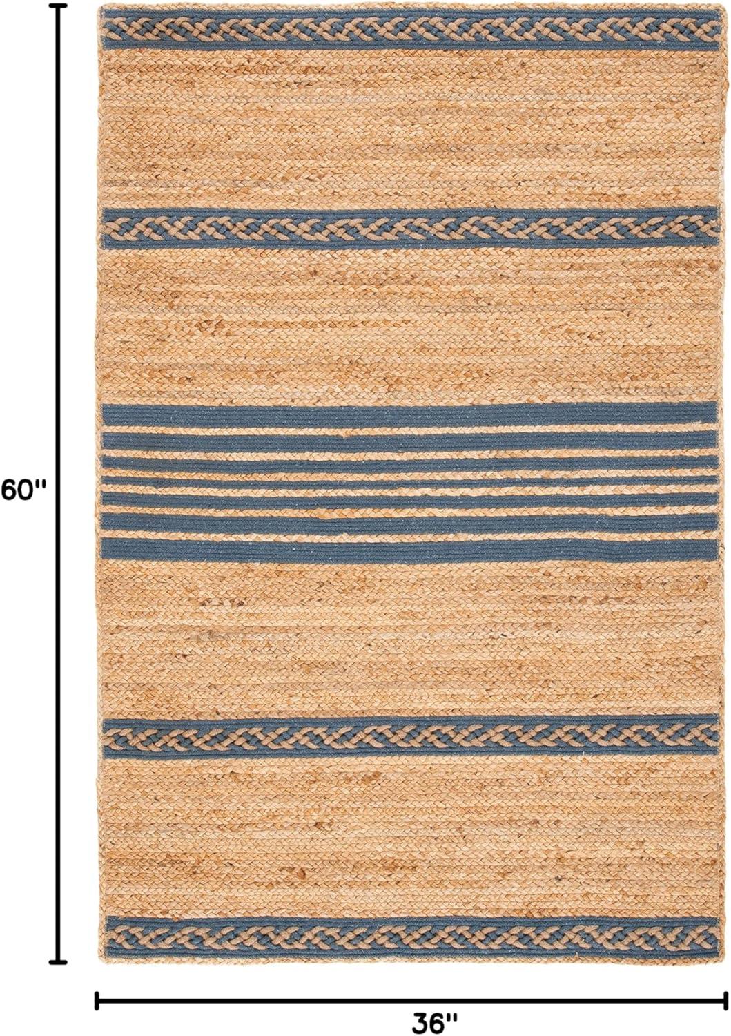 image:imageSAFAVIEH Area Rug 8x10 Natural Fiber Collection Large Natural amp Brown Handmade Braided Jute Stripe Pattern Ideal for Living Room Bedroom Dining Space NFB262TNaturalGrey