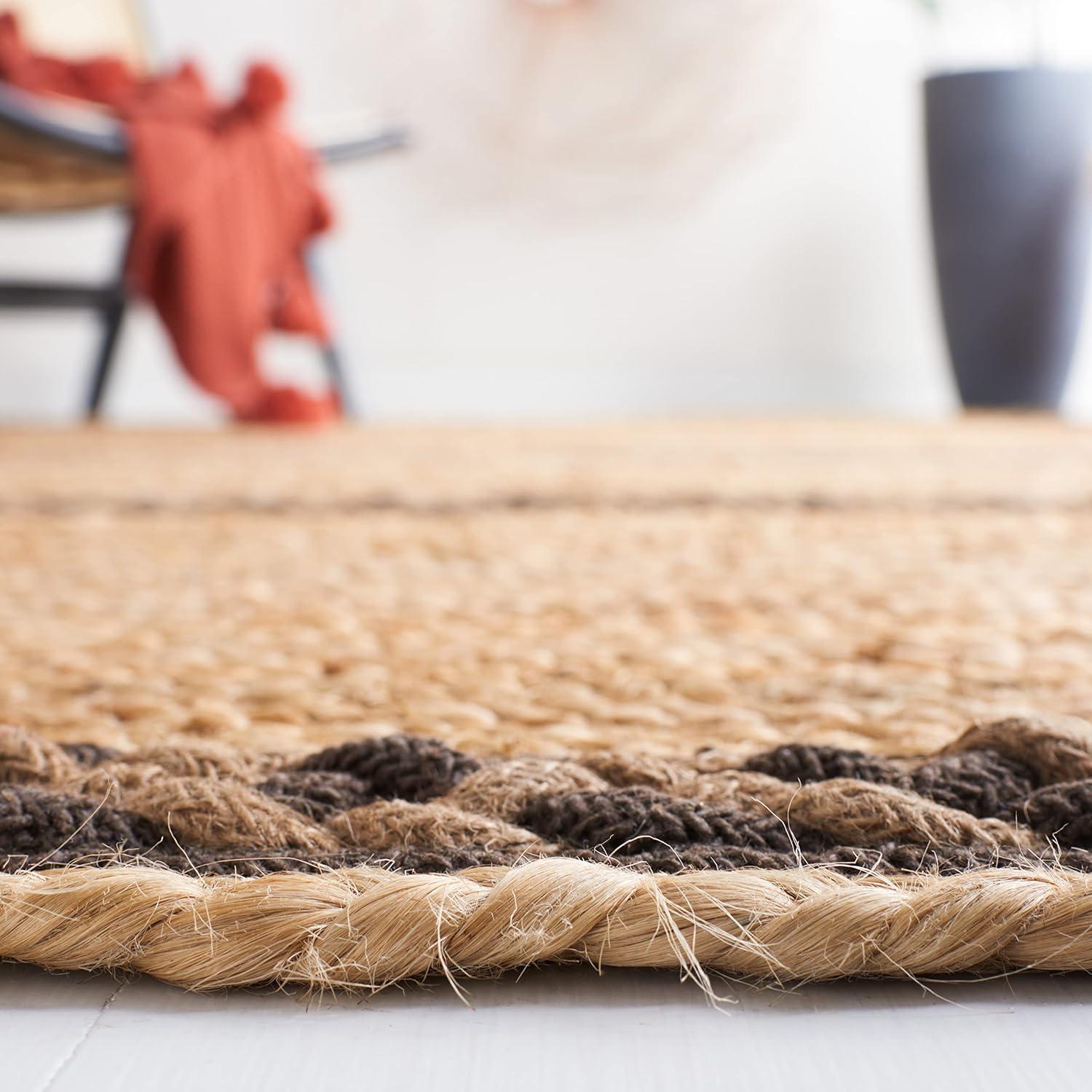 image:imageSAFAVIEH Area Rug 8x10 Natural Fiber Collection Large Natural amp Brown Handmade Braided Jute Stripe Pattern Ideal for Living Room Bedroom Dining Space NFB262TNaturalBrown