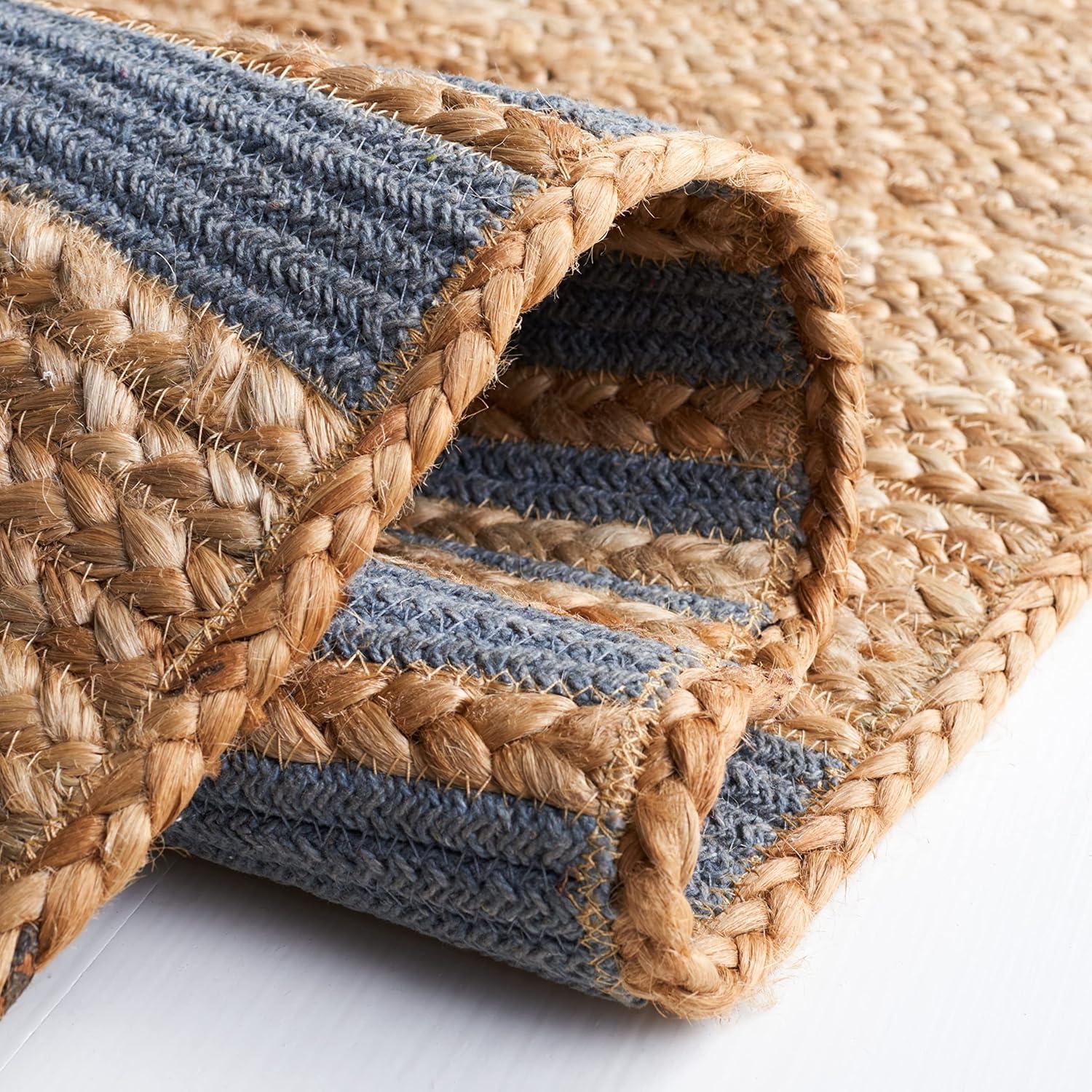 image:imageSAFAVIEH Area Rug 8x10 Natural Fiber Collection Large Natural amp Brown Handmade Braided Jute Stripe Pattern Ideal for Living Room Bedroom Dining Space NFB262TNaturalGrey