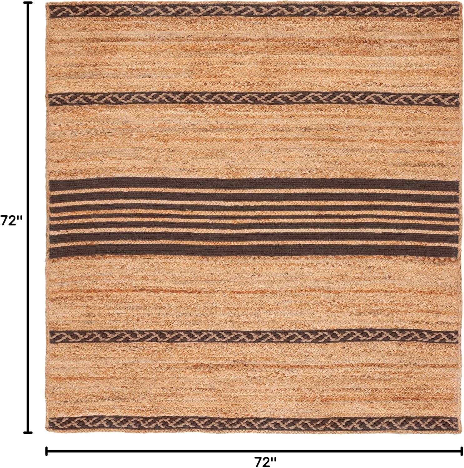 image:imageSAFAVIEH Area Rug 8x10 Natural Fiber Collection Large Natural amp Brown Handmade Braided Jute Stripe Pattern Ideal for Living Room Bedroom Dining Space NFB262TNaturalBrown