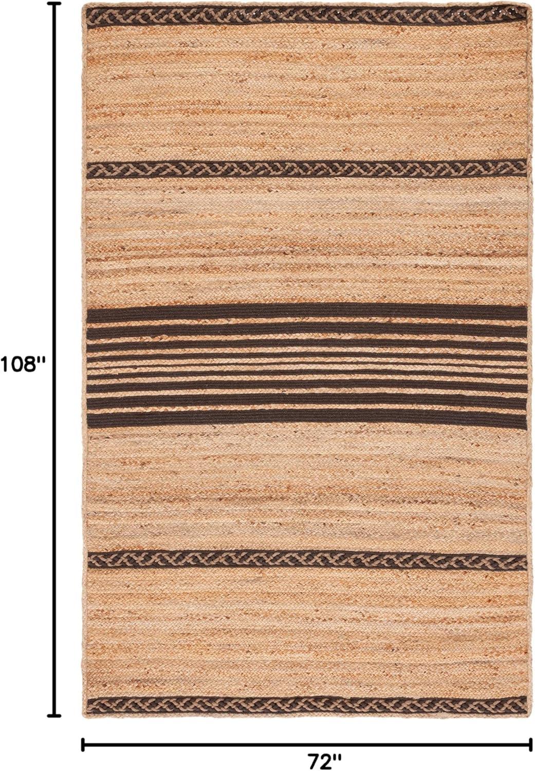 image:imageSAFAVIEH Area Rug 8x10 Natural Fiber Collection Large Natural amp Brown Handmade Braided Jute Stripe Pattern Ideal for Living Room Bedroom Dining Space NFB262TNaturalBrown