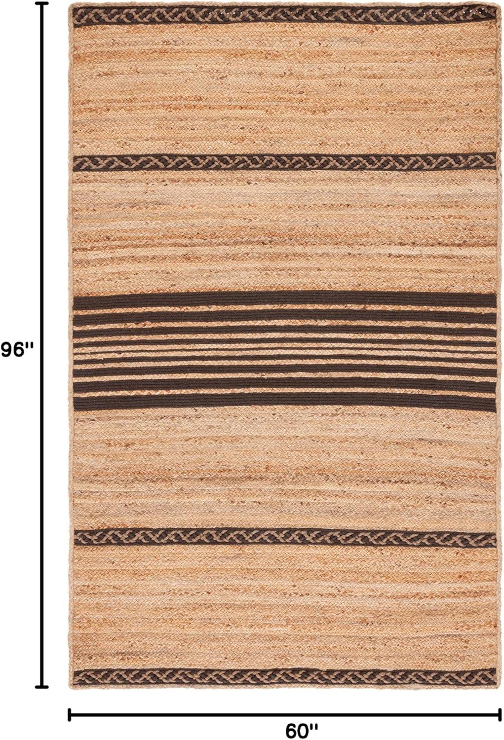 image:imageSAFAVIEH Area Rug 8x10 Natural Fiber Collection Large Natural amp Brown Handmade Braided Jute Stripe Pattern Ideal for Living Room Bedroom Dining Space NFB262TNaturalBrown