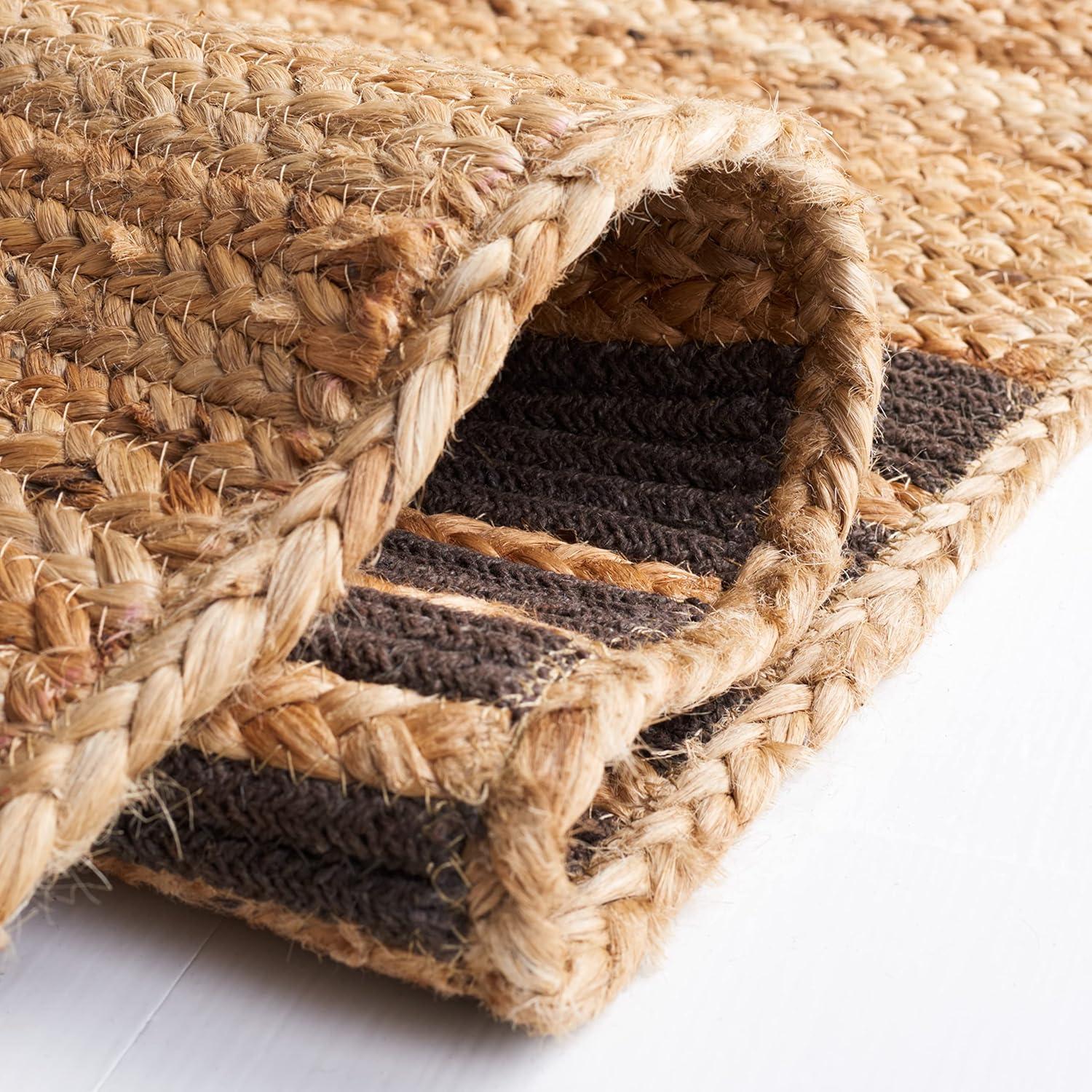 image:imageSAFAVIEH Area Rug 8x10 Natural Fiber Collection Large Natural amp Brown Handmade Braided Jute Stripe Pattern Ideal for Living Room Bedroom Dining Space NFB262TNaturalBrown