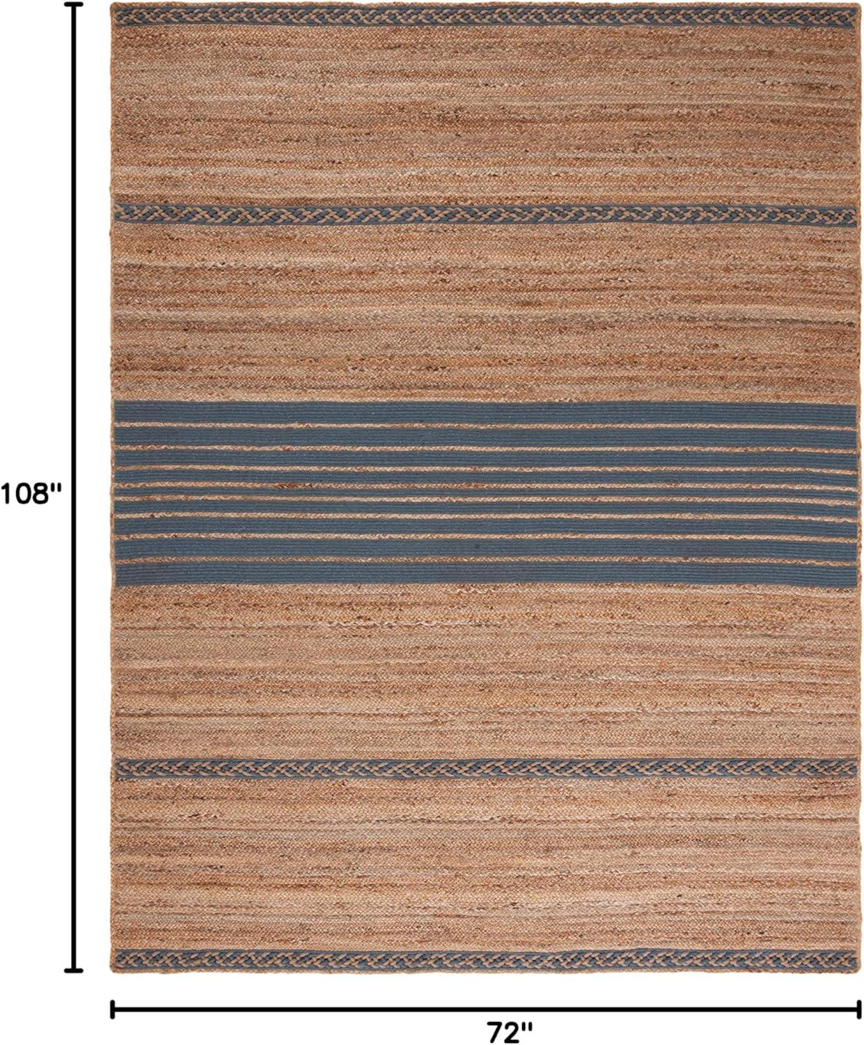 image:imageSAFAVIEH Area Rug 8x10 Natural Fiber Collection Large Natural amp Brown Handmade Braided Jute Stripe Pattern Ideal for Living Room Bedroom Dining Space NFB262TNaturalGrey