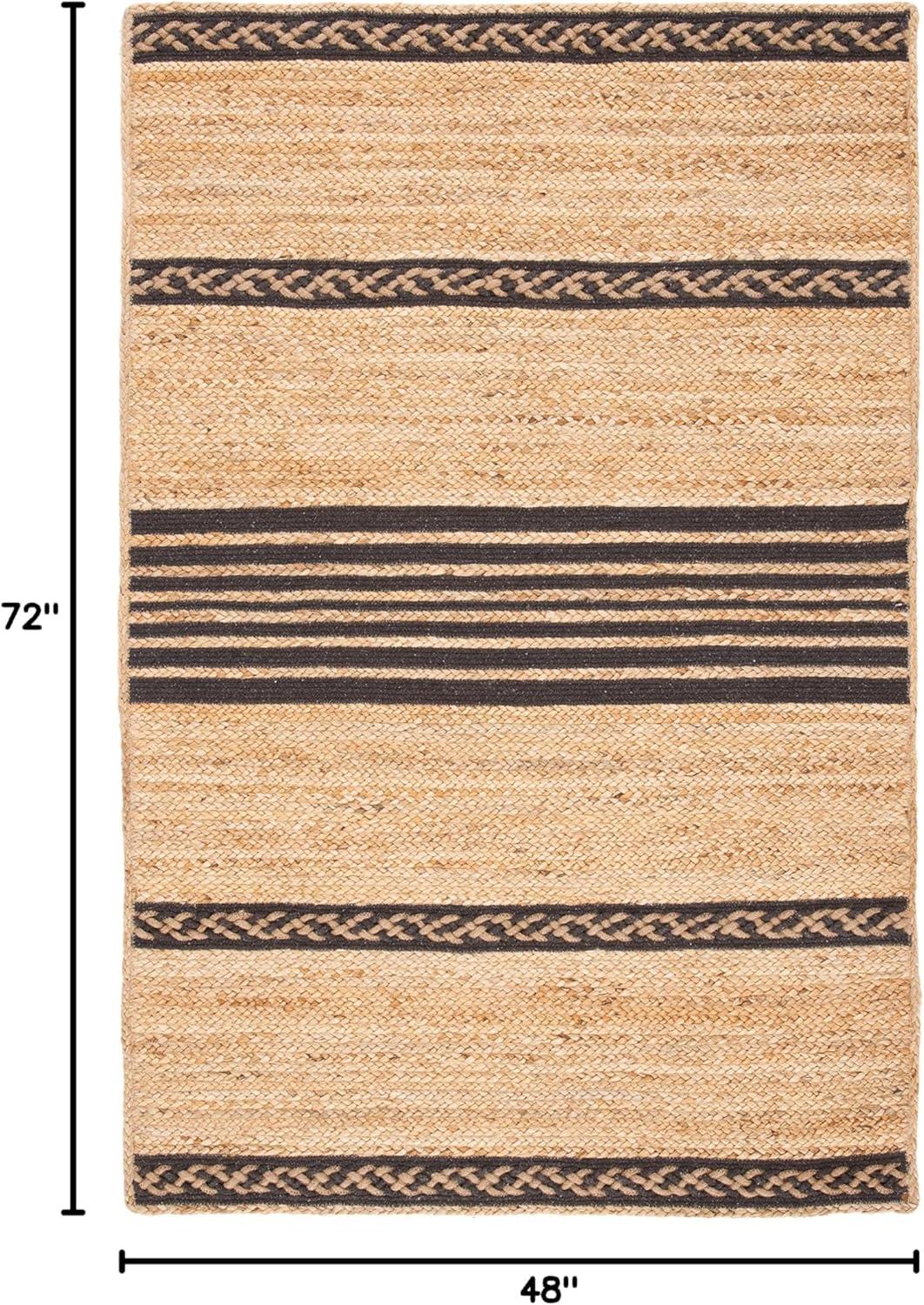 image:imageSAFAVIEH Area Rug 8x10 Natural Fiber Collection Large Natural amp Brown Handmade Braided Jute Stripe Pattern Ideal for Living Room Bedroom Dining Space NFB262TNaturalBrown