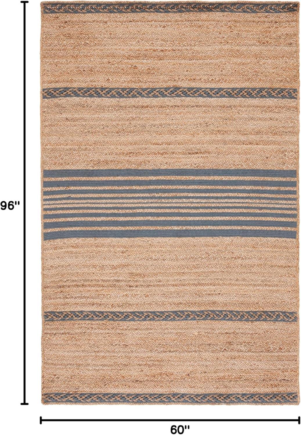 image:imageSAFAVIEH Area Rug 8x10 Natural Fiber Collection Large Natural amp Brown Handmade Braided Jute Stripe Pattern Ideal for Living Room Bedroom Dining Space NFB262TNaturalGrey