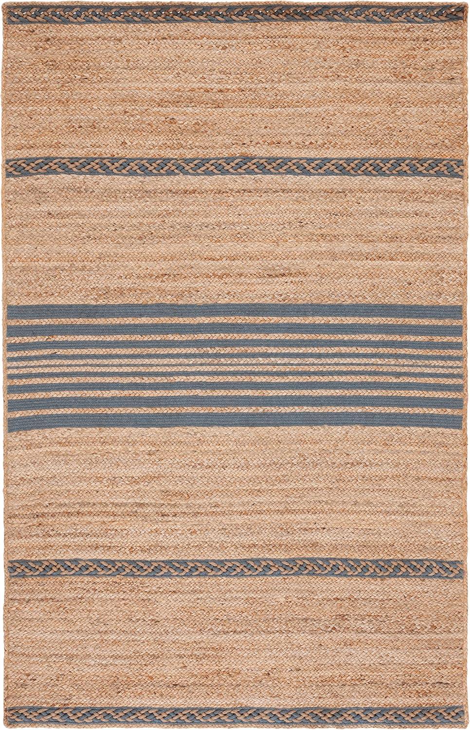 image:imageSAFAVIEH Area Rug 8x10 Natural Fiber Collection Large Natural amp Brown Handmade Braided Jute Stripe Pattern Ideal for Living Room Bedroom Dining Space NFB262TNaturalGrey