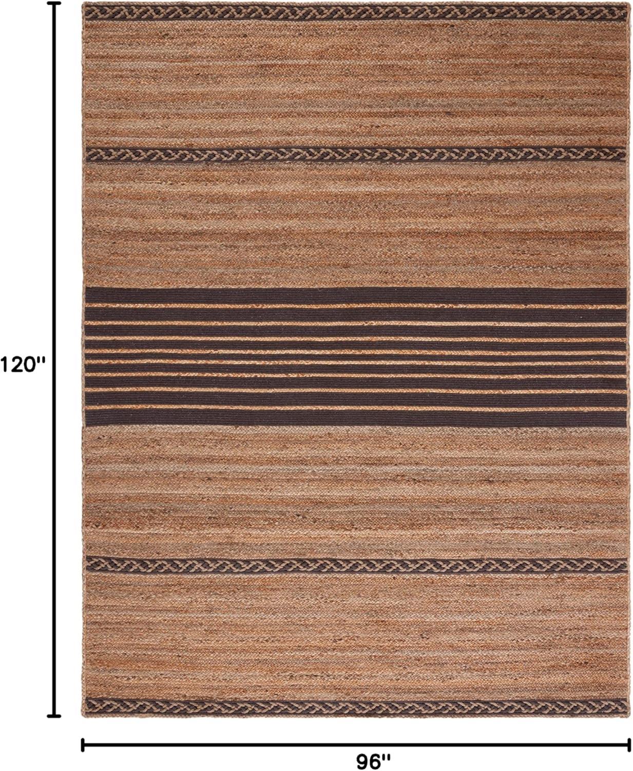image:imageSAFAVIEH Area Rug 8x10 Natural Fiber Collection Large Natural amp Brown Handmade Braided Jute Stripe Pattern Ideal for Living Room Bedroom Dining Space NFB262TNaturalBrown