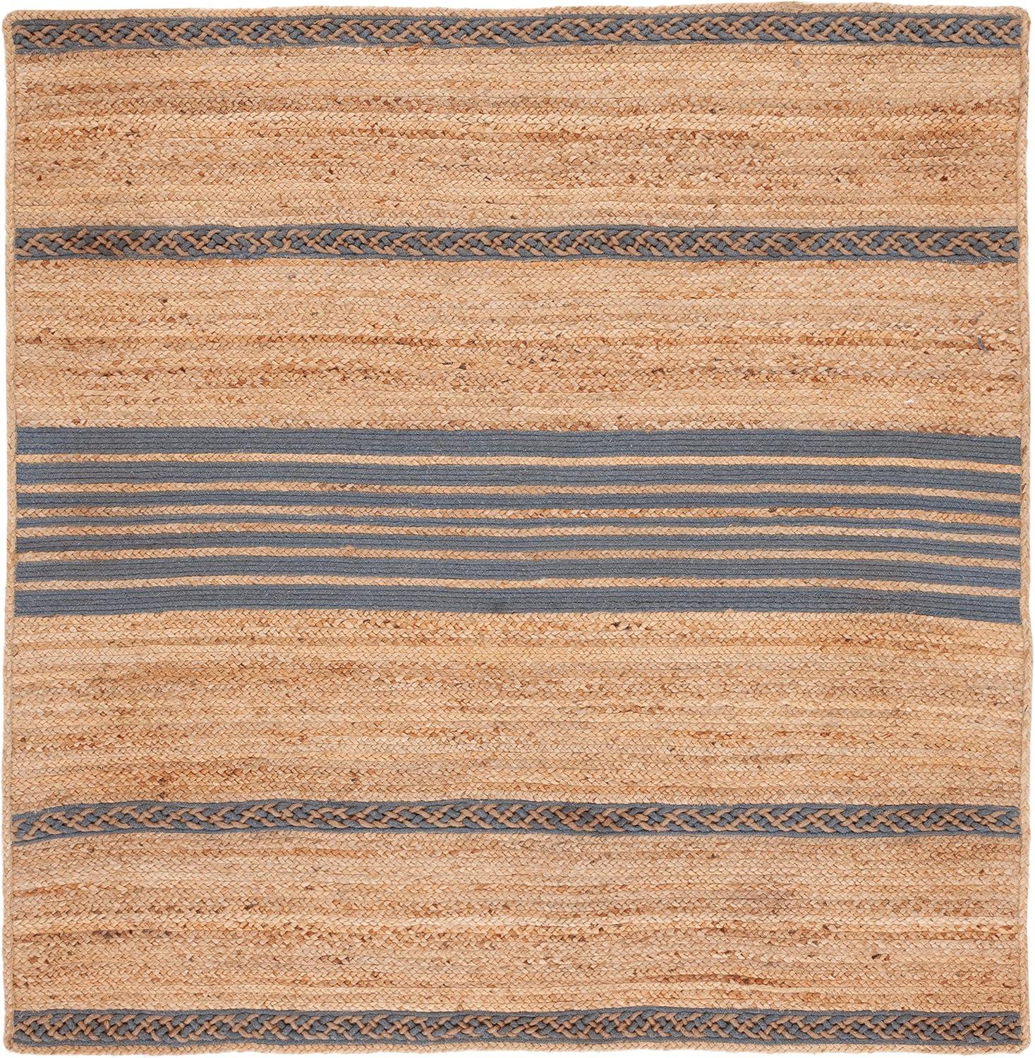 image:imageSAFAVIEH Area Rug 8x10 Natural Fiber Collection Large Natural amp Brown Handmade Braided Jute Stripe Pattern Ideal for Living Room Bedroom Dining Space NFB262TNaturalGrey