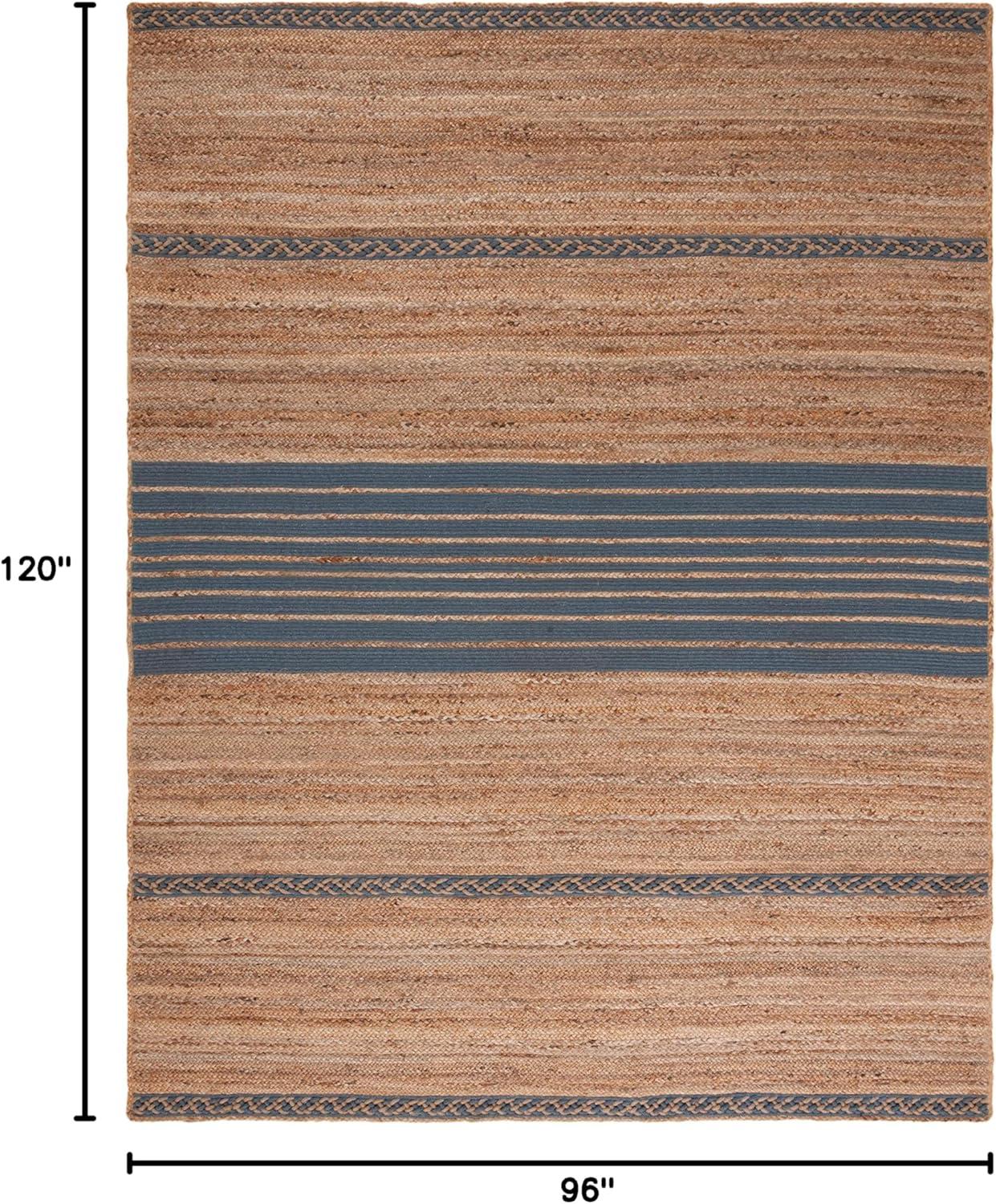 image:imageSAFAVIEH Area Rug 8x10 Natural Fiber Collection Large Natural amp Brown Handmade Braided Jute Stripe Pattern Ideal for Living Room Bedroom Dining Space NFB262TNaturalGrey