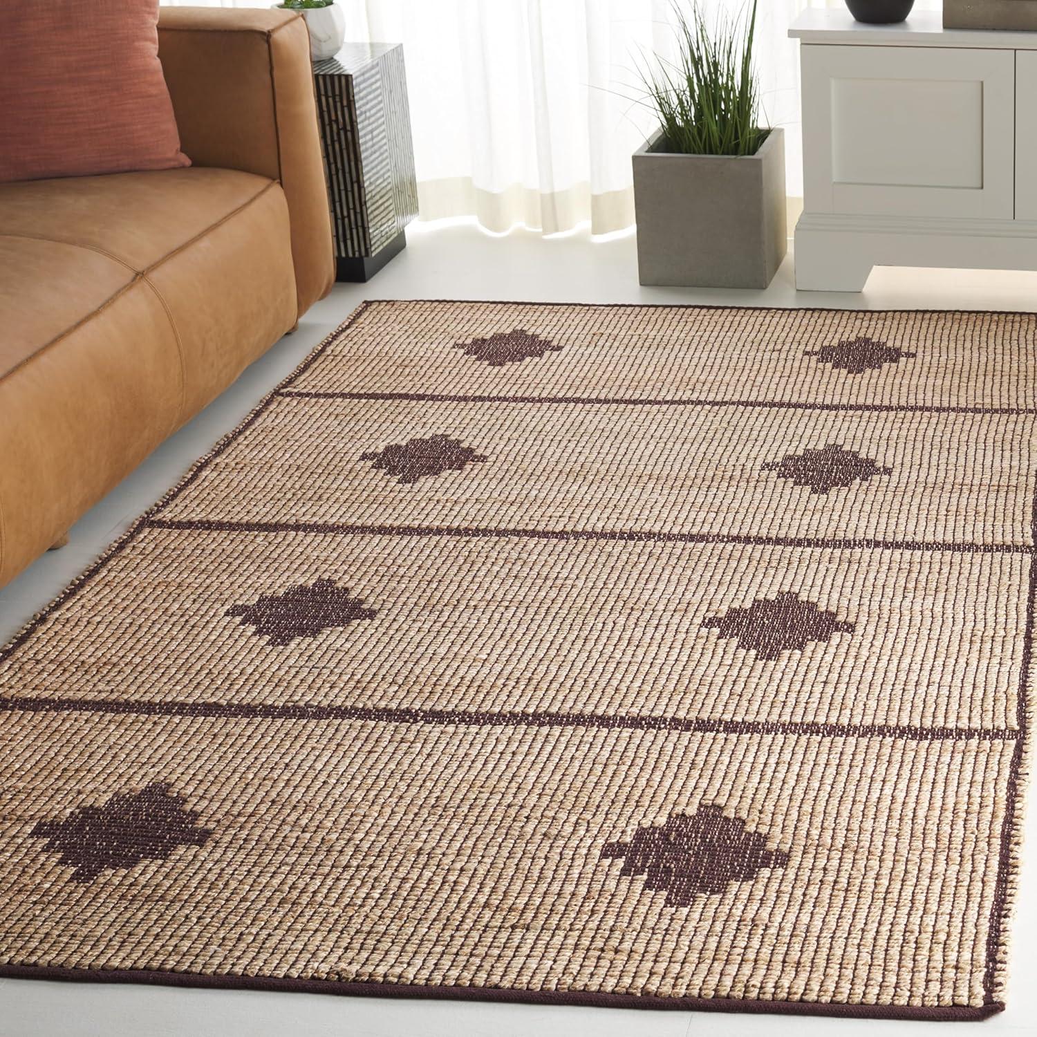 image:imageSAFAVIEH Area Rug 8x10 Natural Fiber Collection Large Natural amp Brown Handmade Jute Ideal for Living Room Bedroom Dining Space NF878ANaturalBrown