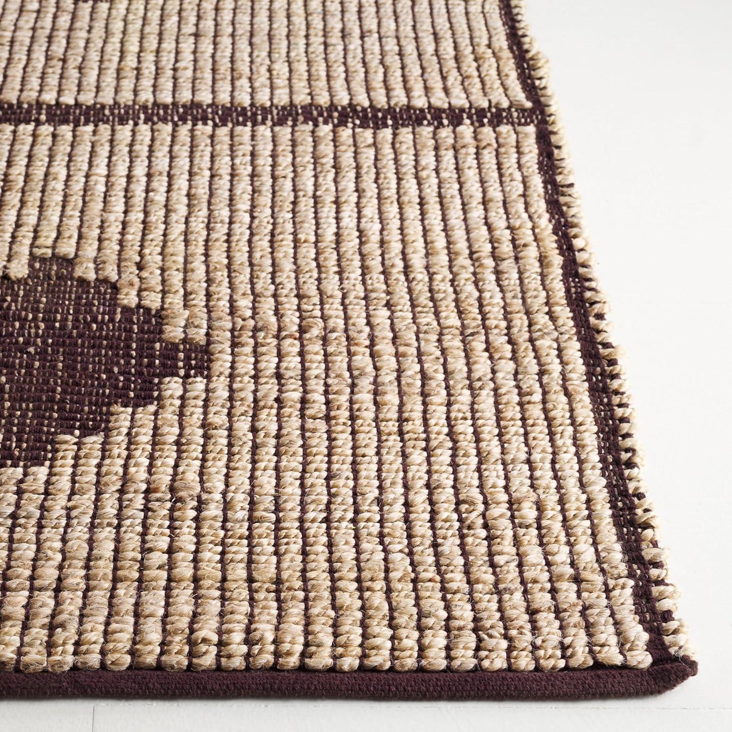image:imageSAFAVIEH Area Rug 8x10 Natural Fiber Collection Large Natural amp Brown Handmade Jute Ideal for Living Room Bedroom Dining Space NF878ANaturalBrown