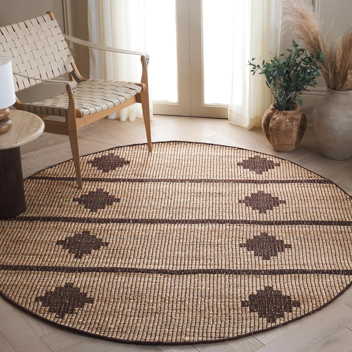 image:imageSAFAVIEH Area Rug 8x10 Natural Fiber Collection Large Natural amp Brown Handmade Jute Ideal for Living Room Bedroom Dining Space NF878ANaturalBrown