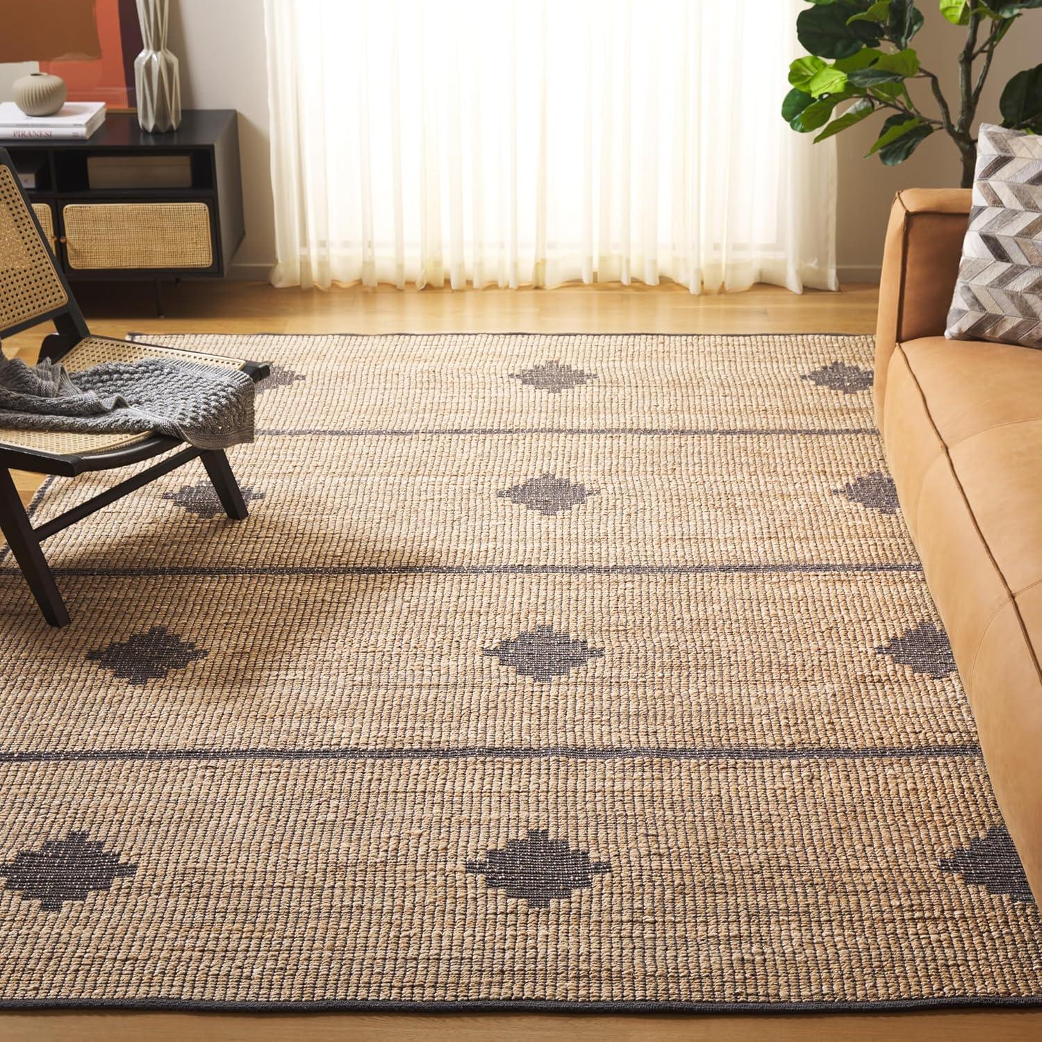 image:imageSAFAVIEH Area Rug 8x10 Natural Fiber Collection Large Natural amp Brown Handmade Jute Ideal for Living Room Bedroom Dining Space NF878ANaturalGrey