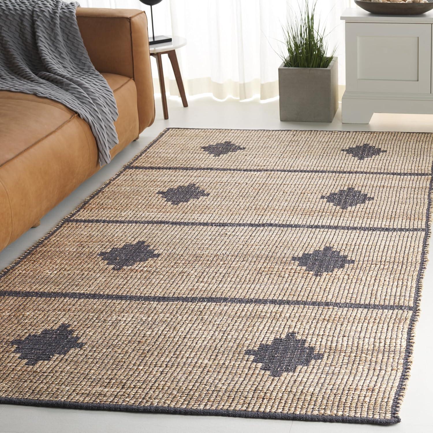 image:imageSAFAVIEH Area Rug 8x10 Natural Fiber Collection Large Natural amp Brown Handmade Jute Ideal for Living Room Bedroom Dining Space NF878ANaturalGrey