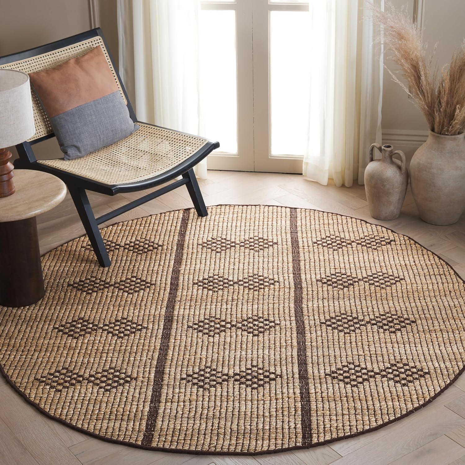 image:imageSAFAVIEH Area Rug 8x10 Natural Fiber Collection Large Natural amp Brown Handmade Jute Ideal for Living Room Bedroom Dining Space NF899ANaturalBrown
