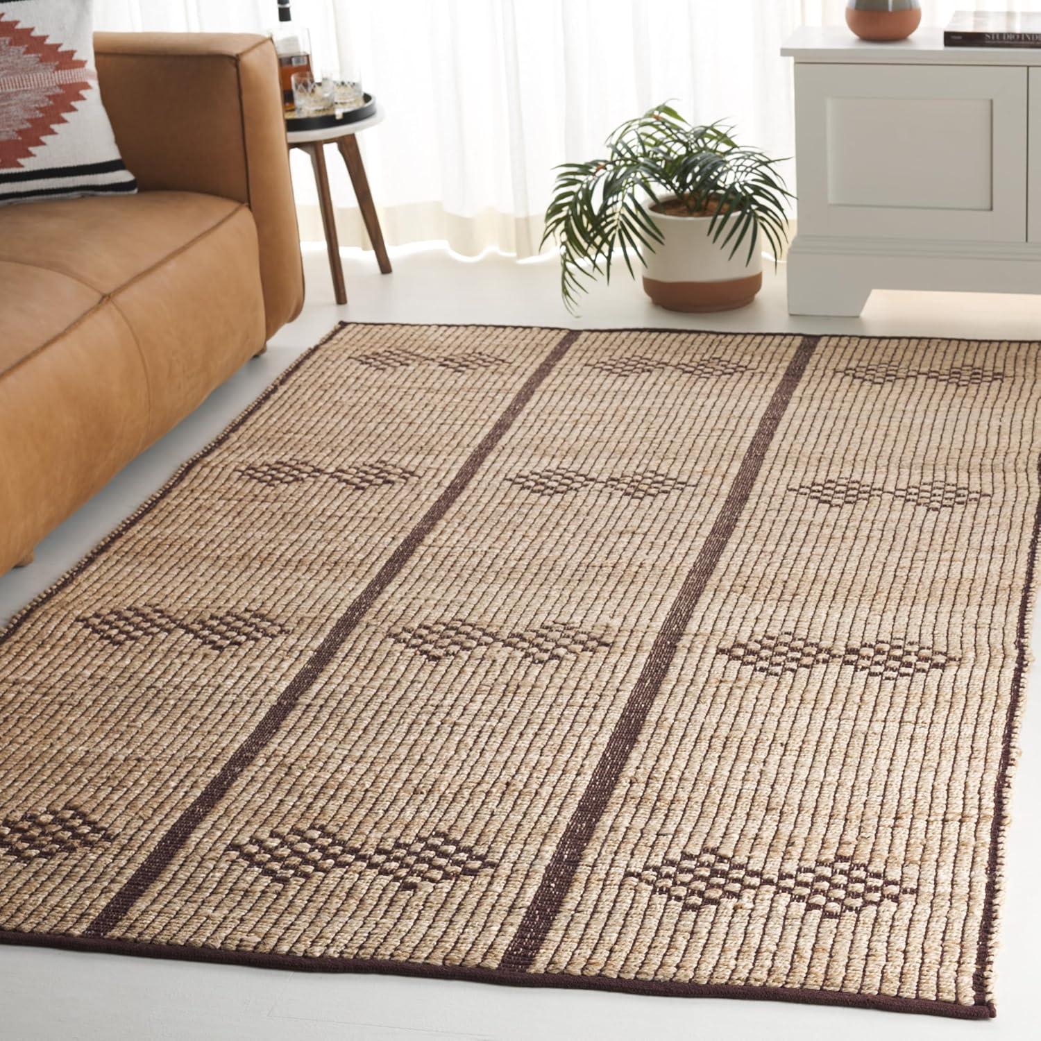 image:imageSAFAVIEH Area Rug 8x10 Natural Fiber Collection Large Natural amp Brown Handmade Jute Ideal for Living Room Bedroom Dining Space NF899ANaturalBrown