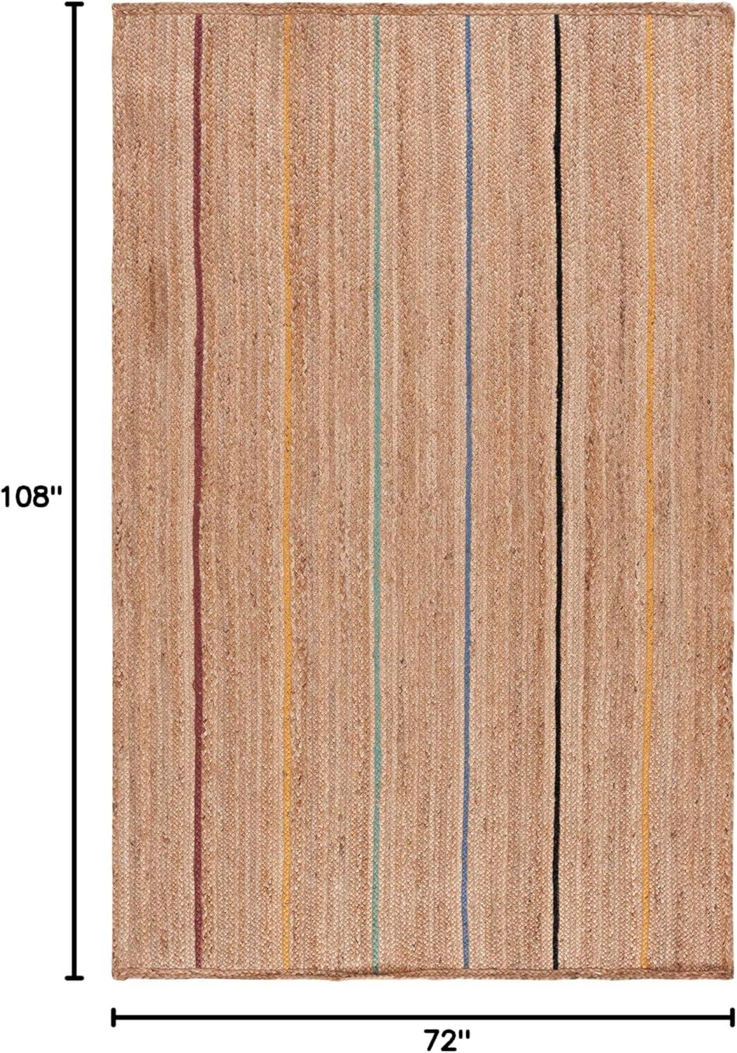 image:imageSAFAVIEH Area Rug 8x10 Natural Fiber Collection Large Natural amp Gold Handmade Flat Weave Jute Farmhouse Stripe Pattern Ideal for Living Room Bedroom Dining Space NF810DNaturalGold
