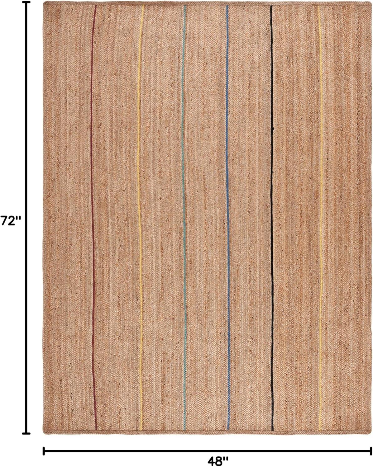 image:imageSAFAVIEH Area Rug 8x10 Natural Fiber Collection Large Natural amp Gold Handmade Flat Weave Jute Farmhouse Stripe Pattern Ideal for Living Room Bedroom Dining Space NF810DNaturalGold