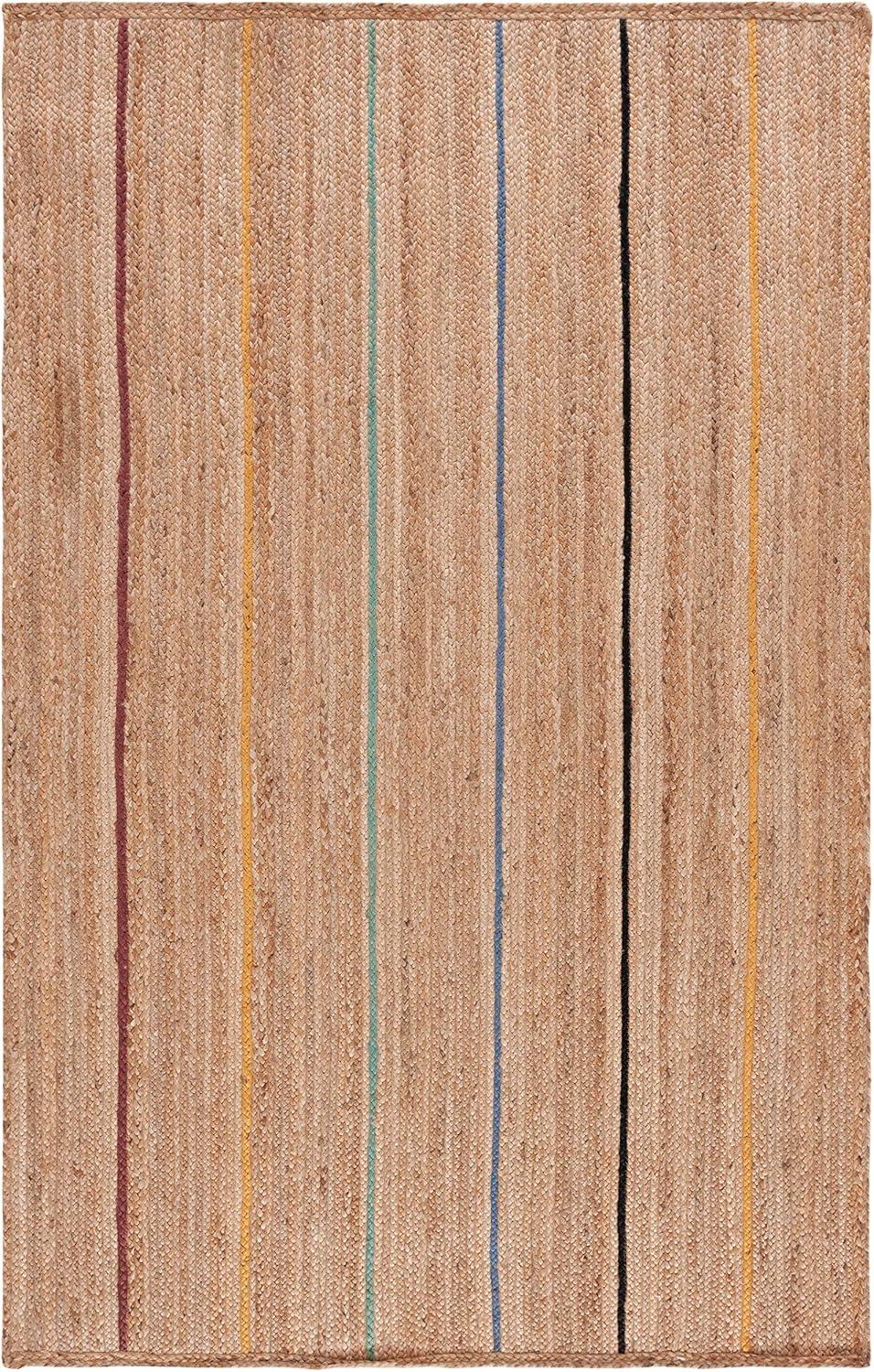 image:imageSAFAVIEH Area Rug 8x10 Natural Fiber Collection Large Natural amp Gold Handmade Flat Weave Jute Farmhouse Stripe Pattern Ideal for Living Room Bedroom Dining Space NF810DNaturalGold