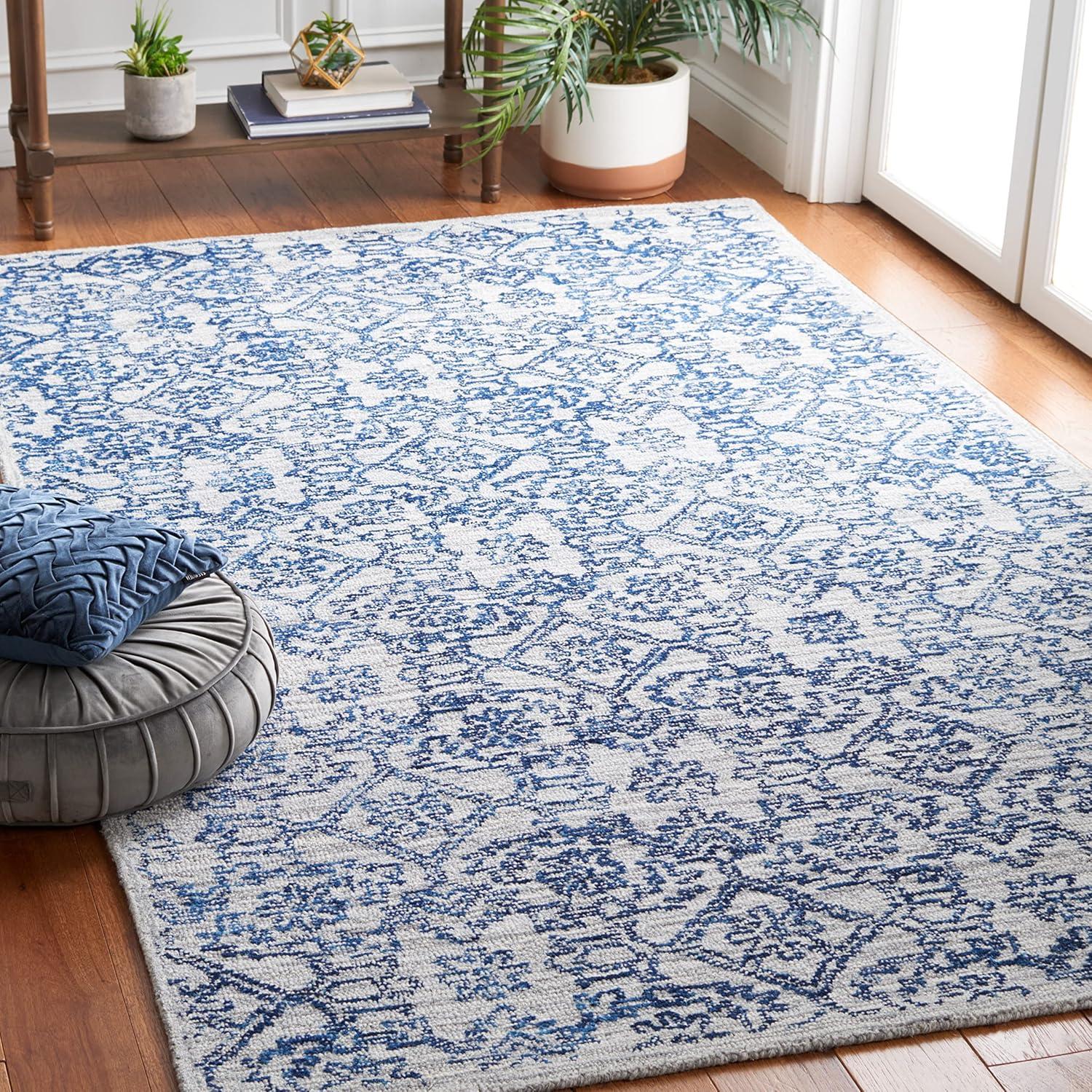 image:imageSAFAVIEH Area Rug 8x10 Natural Fiber Collection Large Natural amp Gold Handmade Flat Weave Jute Farmhouse Stripe Pattern Ideal for Living Room Bedroom Dining Space NF810DBlue