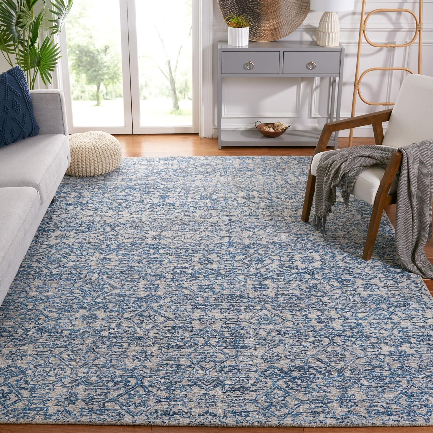image:imageSAFAVIEH Area Rug 8x10 Natural Fiber Collection Large Natural amp Gold Handmade Flat Weave Jute Farmhouse Stripe Pattern Ideal for Living Room Bedroom Dining Space NF810DBlue