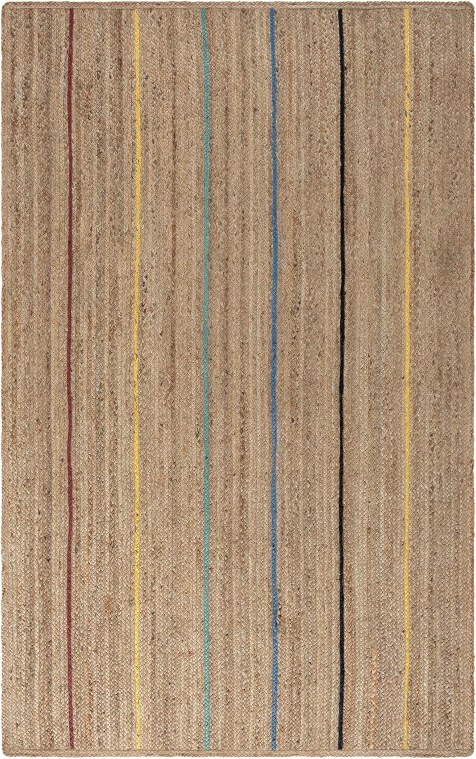 image:imageSAFAVIEH Area Rug 8x10 Natural Fiber Collection Large Natural amp Gold Handmade Flat Weave Jute Farmhouse Stripe Pattern Ideal for Living Room Bedroom Dining Space NF810DNaturalGold