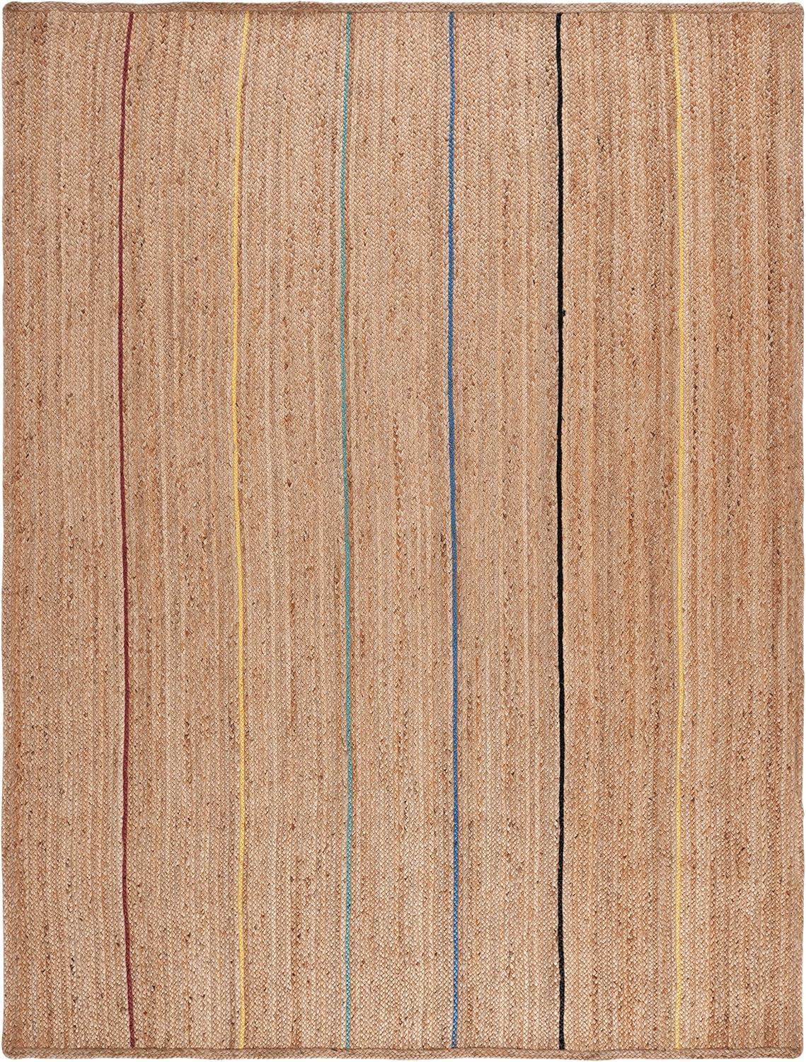 image:imageSAFAVIEH Area Rug 8x10 Natural Fiber Collection Large Natural amp Gold Handmade Flat Weave Jute Farmhouse Stripe Pattern Ideal for Living Room Bedroom Dining Space NF810DNaturalGold