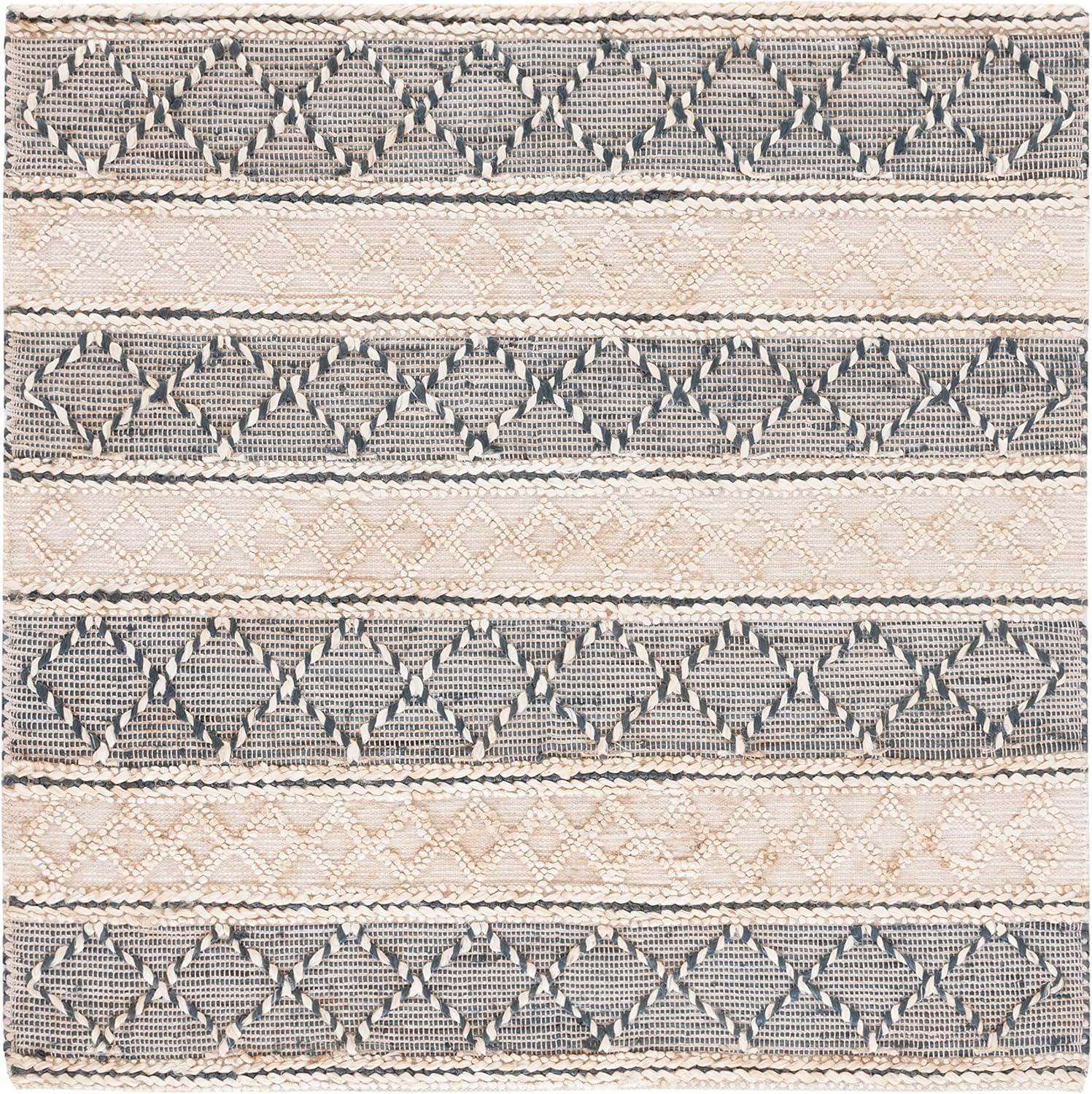 image:imageSAFAVIEH Area Rug 8x10 Natural Fiber Collection Large Natural amp Grey Handmade Flat Weave Jute amp Wool Moroccan Boho Tribal Rustic Design Ideal for Living Room Bedroom Dining Space NF375ANaturalGrey