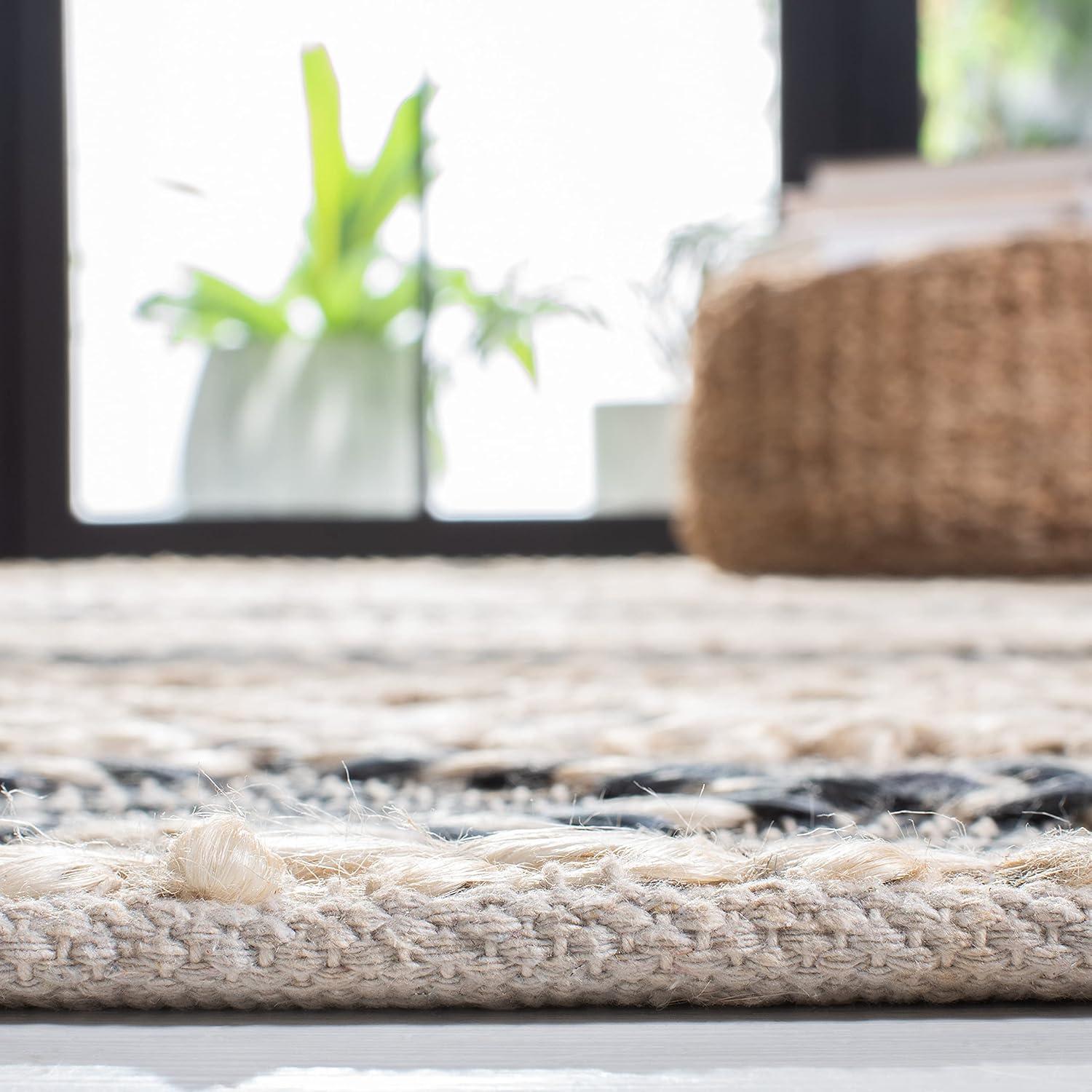 image:imageSAFAVIEH Area Rug 8x10 Natural Fiber Collection Large Natural amp Grey Handmade Flat Weave Jute amp Wool Moroccan Boho Tribal Rustic Design Ideal for Living Room Bedroom Dining Space NF375ANaturalGrey