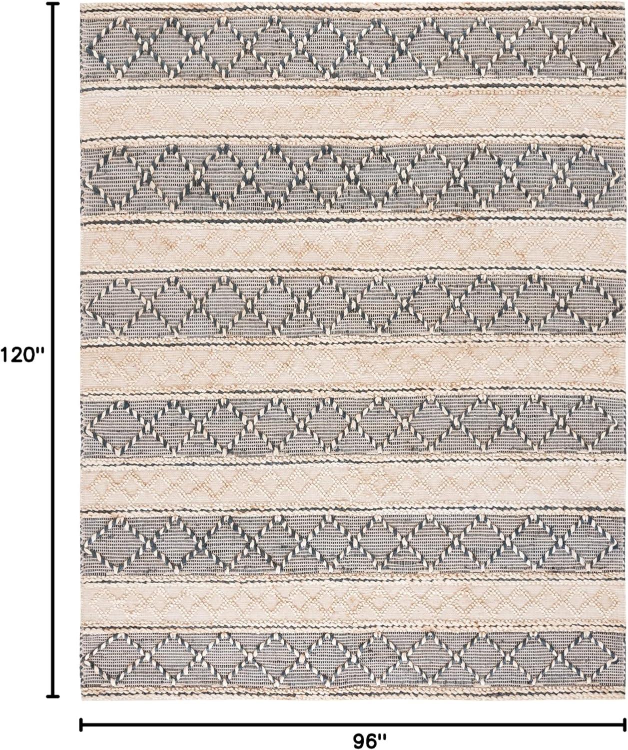 image:imageSAFAVIEH Area Rug 8x10 Natural Fiber Collection Large Natural amp Grey Handmade Flat Weave Jute amp Wool Moroccan Boho Tribal Rustic Design Ideal for Living Room Bedroom Dining Space NF375ANaturalGrey