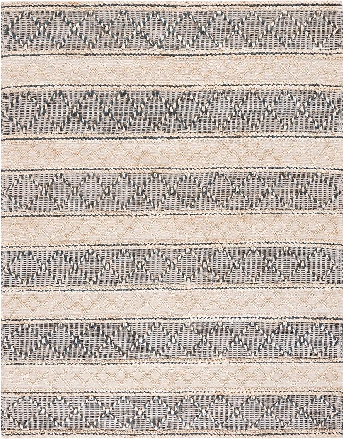 image:imageSAFAVIEH Area Rug 8x10 Natural Fiber Collection Large Natural amp Grey Handmade Flat Weave Jute amp Wool Moroccan Boho Tribal Rustic Design Ideal for Living Room Bedroom Dining Space NF375ANaturalGrey