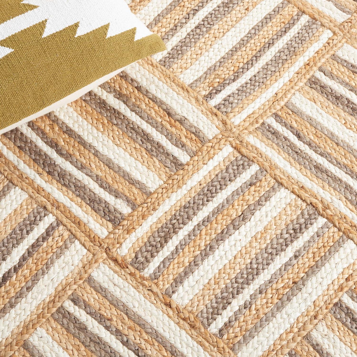 image:imageSAFAVIEH Area Rug 8x10 Natural Fiber Collection Large Natural amp Grey Handmade Jute Rustic Farmhouse Style Ideal for Living Room Bedroom Dining Space NF897ANaturalGrey
