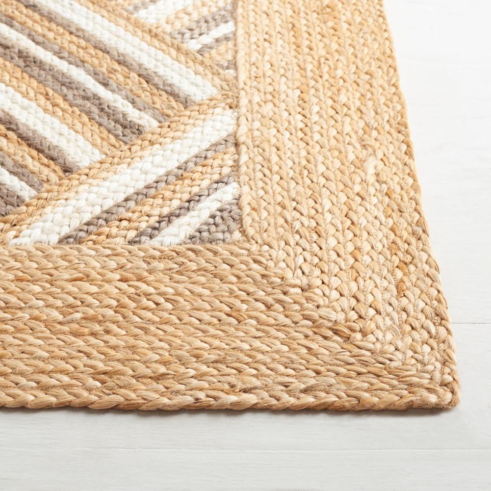 image:imageSAFAVIEH Area Rug 8x10 Natural Fiber Collection Large Natural amp Grey Handmade Jute Rustic Farmhouse Style Ideal for Living Room Bedroom Dining Space NF897ANaturalGrey