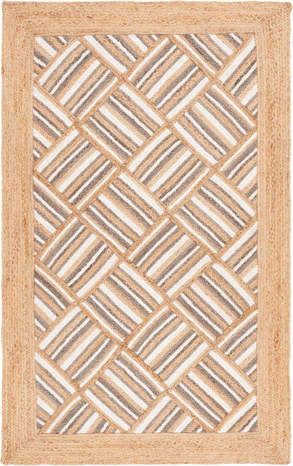 image:imageSAFAVIEH Area Rug 8x10 Natural Fiber Collection Large Natural amp Grey Handmade Jute Rustic Farmhouse Style Ideal for Living Room Bedroom Dining Space NF897ANaturalGrey