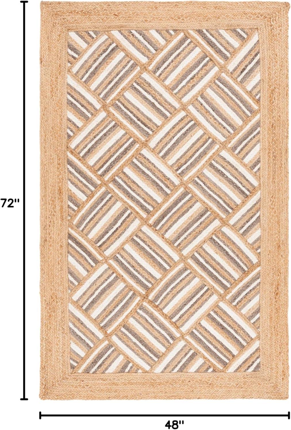 image:imageSAFAVIEH Area Rug 8x10 Natural Fiber Collection Large Natural amp Grey Handmade Jute Rustic Farmhouse Style Ideal for Living Room Bedroom Dining Space NF897ANaturalGrey