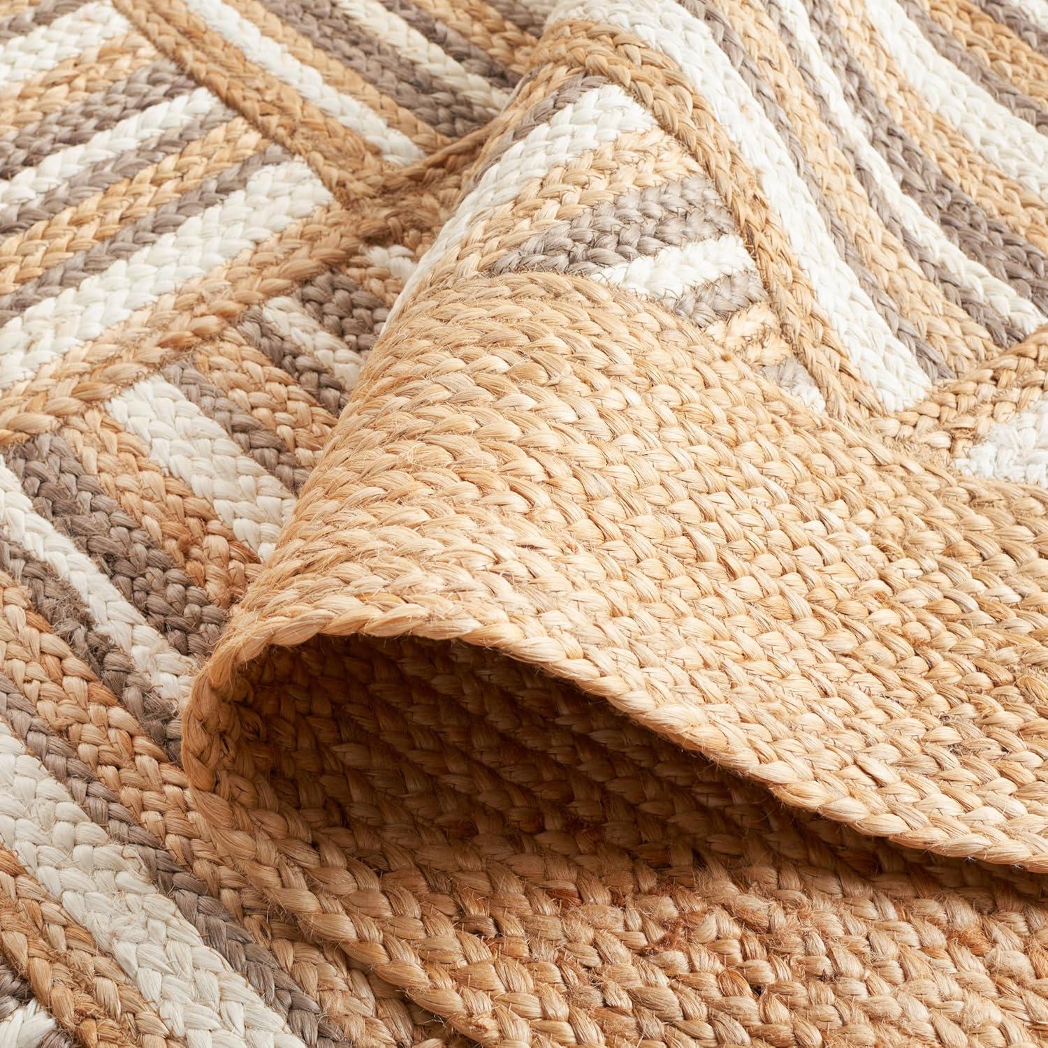 image:imageSAFAVIEH Area Rug 8x10 Natural Fiber Collection Large Natural amp Grey Handmade Jute Rustic Farmhouse Style Ideal for Living Room Bedroom Dining Space NF897ANaturalGrey