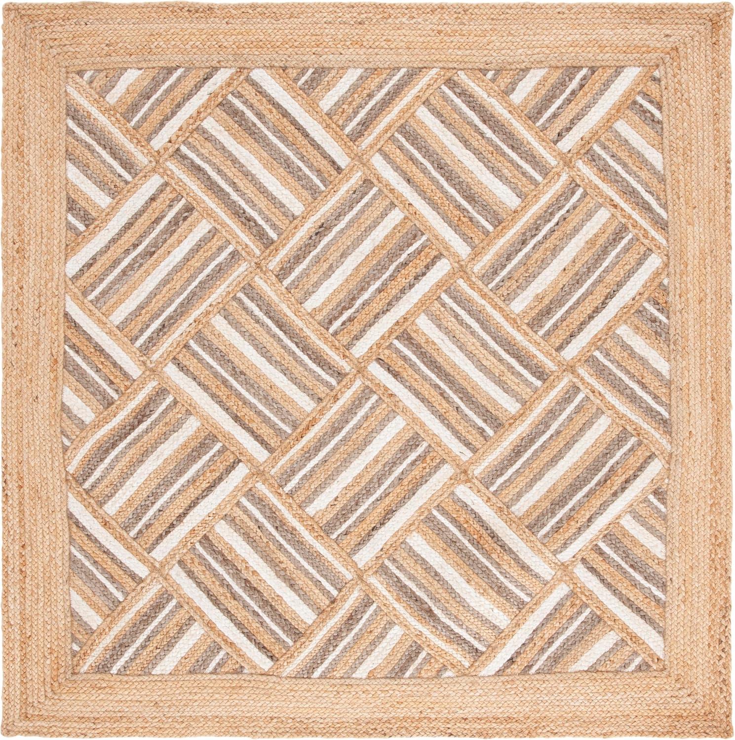image:imageSAFAVIEH Area Rug 8x10 Natural Fiber Collection Large Natural amp Grey Handmade Jute Rustic Farmhouse Style Ideal for Living Room Bedroom Dining Space NF897ANaturalGrey