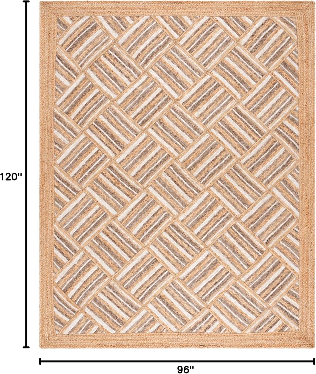 image:imageSAFAVIEH Area Rug 8x10 Natural Fiber Collection Large Natural amp Grey Handmade Jute Rustic Farmhouse Style Ideal for Living Room Bedroom Dining Space NF897ANaturalGrey