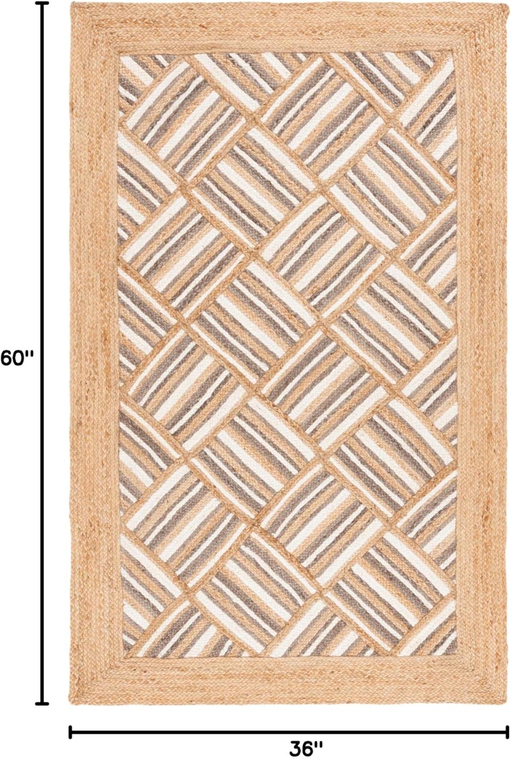 image:imageSAFAVIEH Area Rug 8x10 Natural Fiber Collection Large Natural amp Grey Handmade Jute Rustic Farmhouse Style Ideal for Living Room Bedroom Dining Space NF897ANaturalGrey
