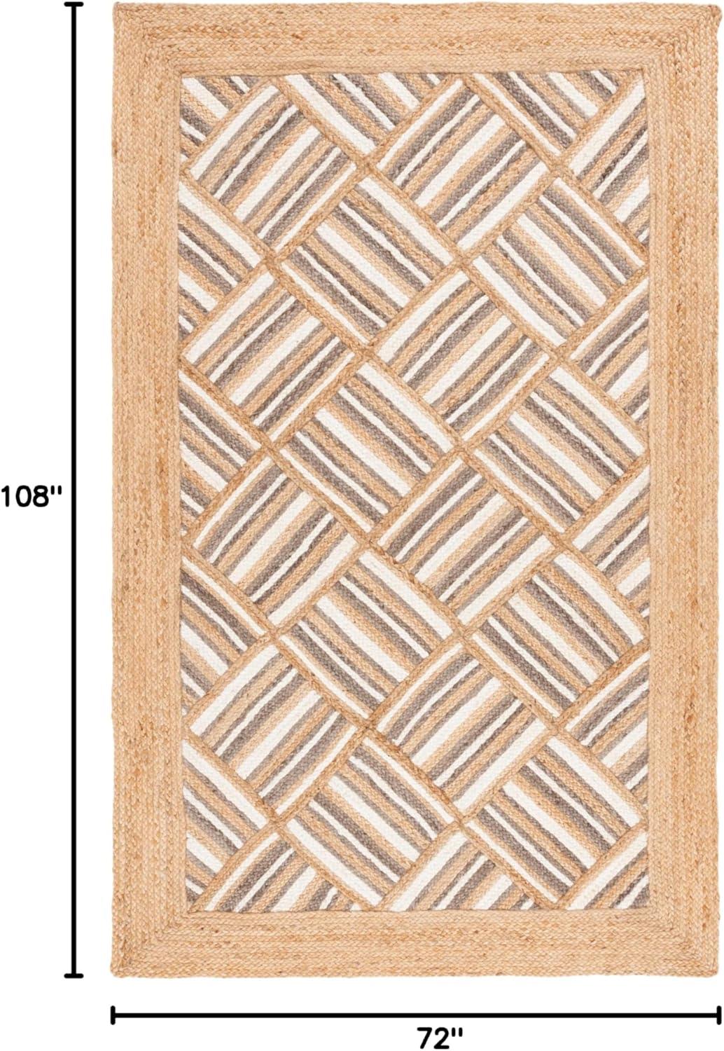 image:imageSAFAVIEH Area Rug 8x10 Natural Fiber Collection Large Natural amp Grey Handmade Jute Rustic Farmhouse Style Ideal for Living Room Bedroom Dining Space NF897ANaturalGrey