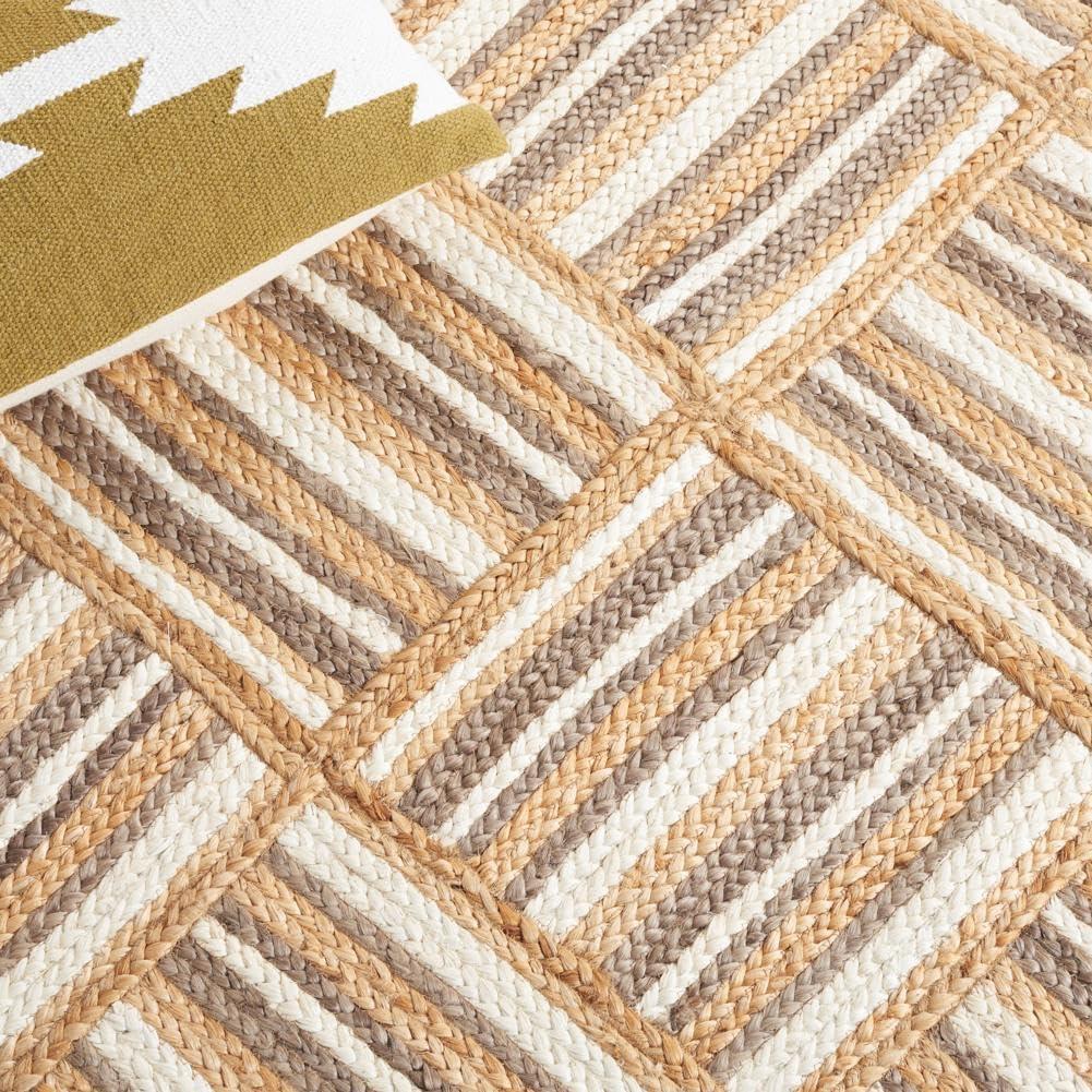 image:imageSAFAVIEH Area Rug 8x10 Natural Fiber Collection Large Natural amp Grey Handmade Jute Rustic Farmhouse Style Ideal for Living Room Bedroom Dining Space NF897ANaturalGrey
