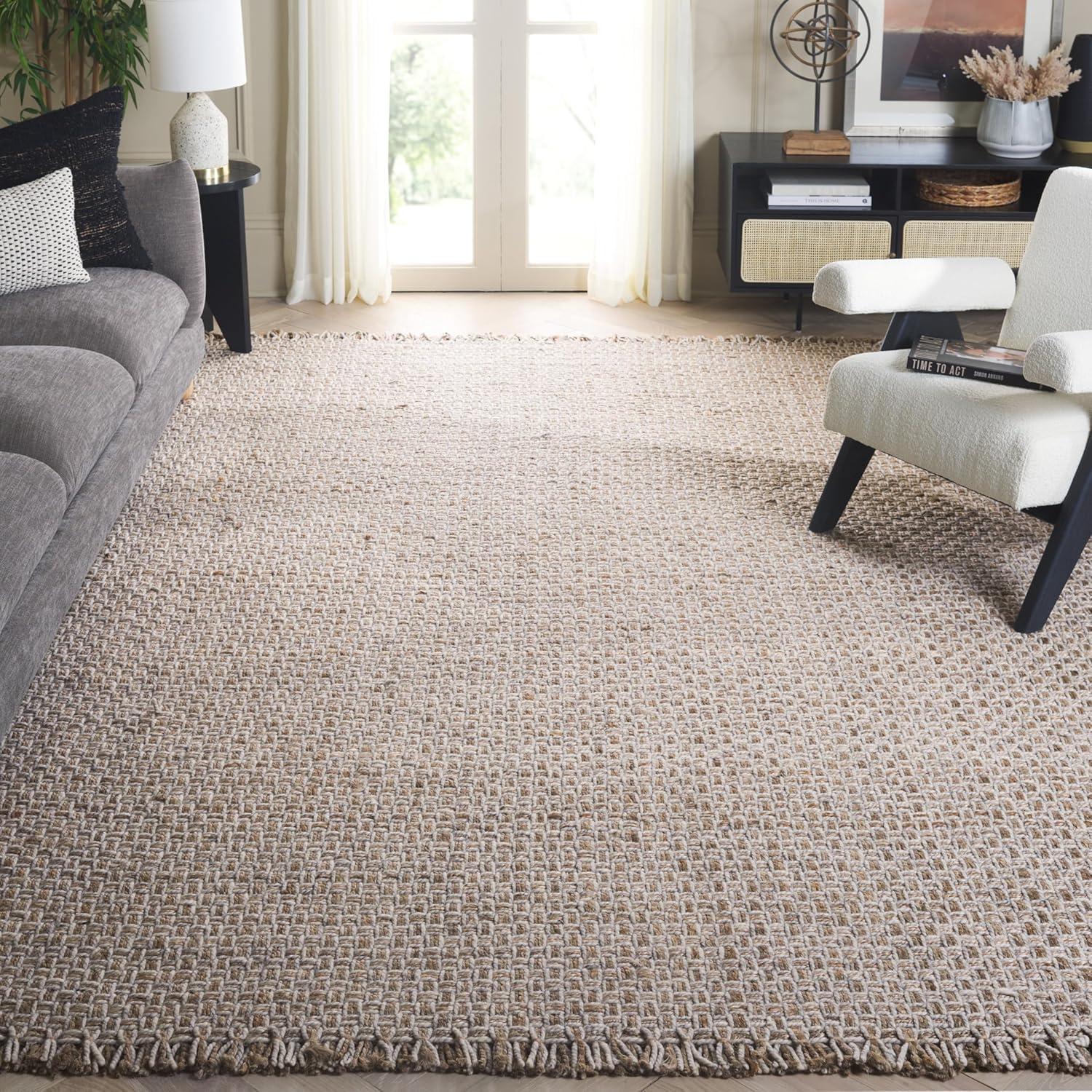 image:imageSAFAVIEH Area Rug 8x10 Natural Fiber Collection Large Natural amp Grey Handmade Wool amp Jute Farmhouse Style Ideal for Living Room Bedroom Dining Space NF819ANaturalGrey