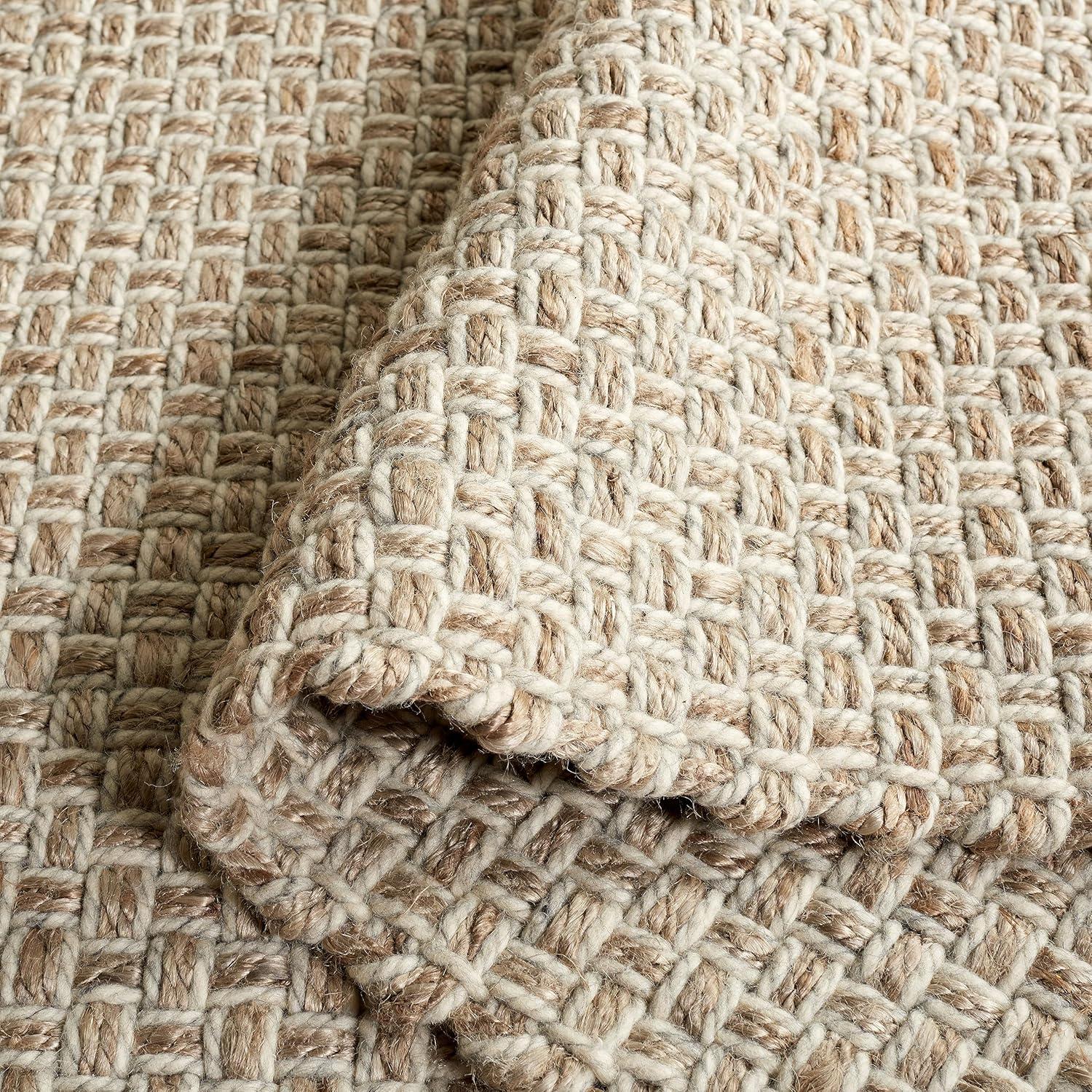 image:imageSAFAVIEH Area Rug 8x10 Natural Fiber Collection Large Natural amp Grey Handmade Wool amp Jute Farmhouse Style Ideal for Living Room Bedroom Dining Space NF819ANaturalGrey