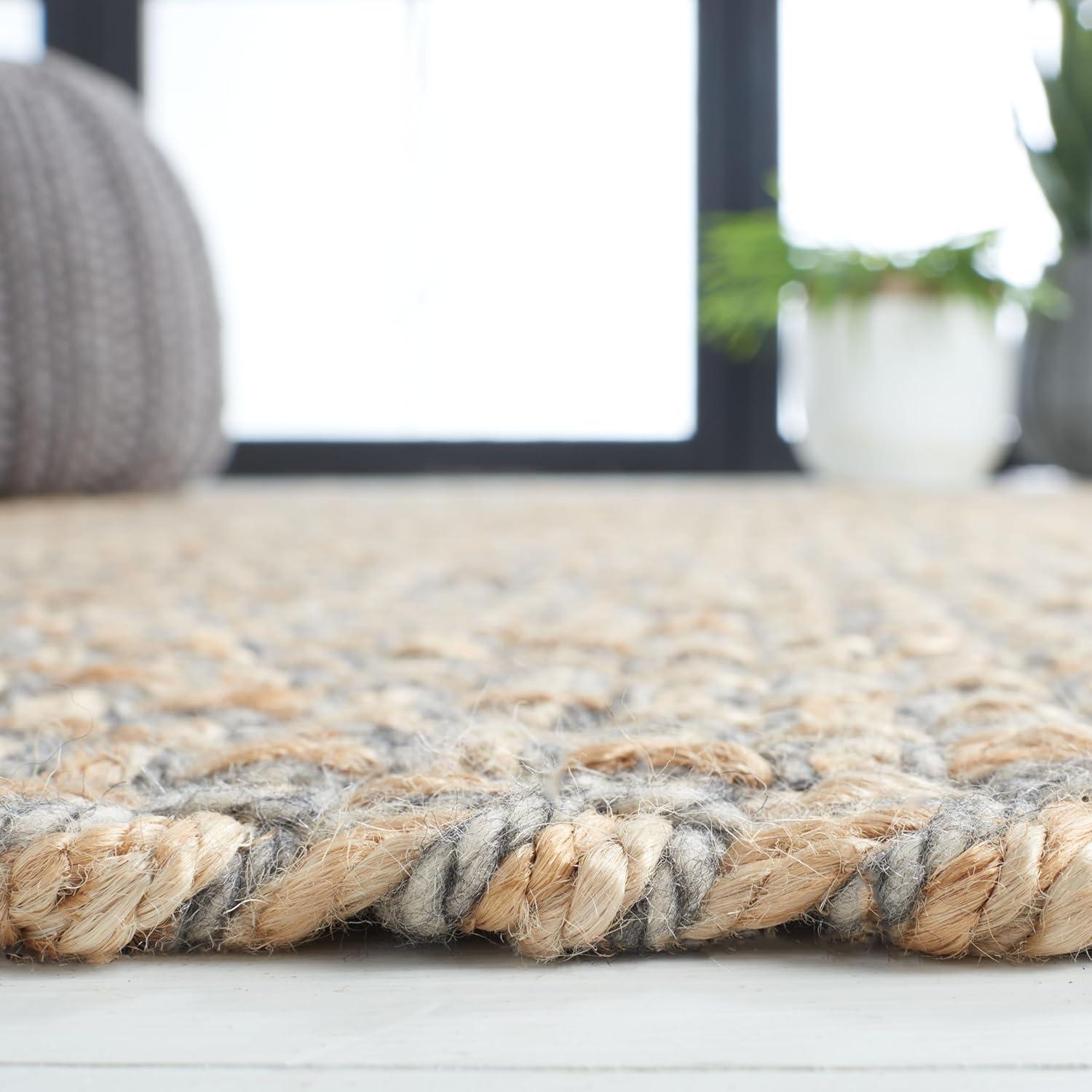 image:imageSAFAVIEH Area Rug 8x10 Natural Fiber Collection Large Natural amp Grey Handmade Wool amp Jute Ideal for Living Room Bedroom Dining Space NF814ANaturalGrey