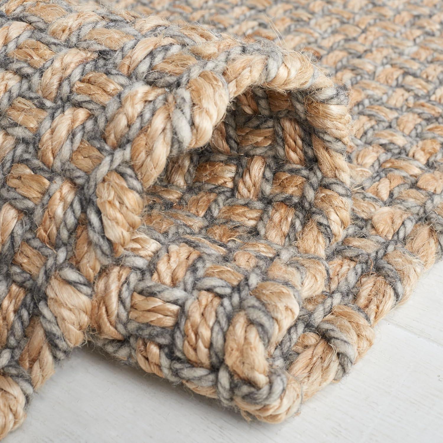 image:imageSAFAVIEH Area Rug 8x10 Natural Fiber Collection Large Natural amp Grey Handmade Wool amp Jute Ideal for Living Room Bedroom Dining Space NF814ANaturalGrey