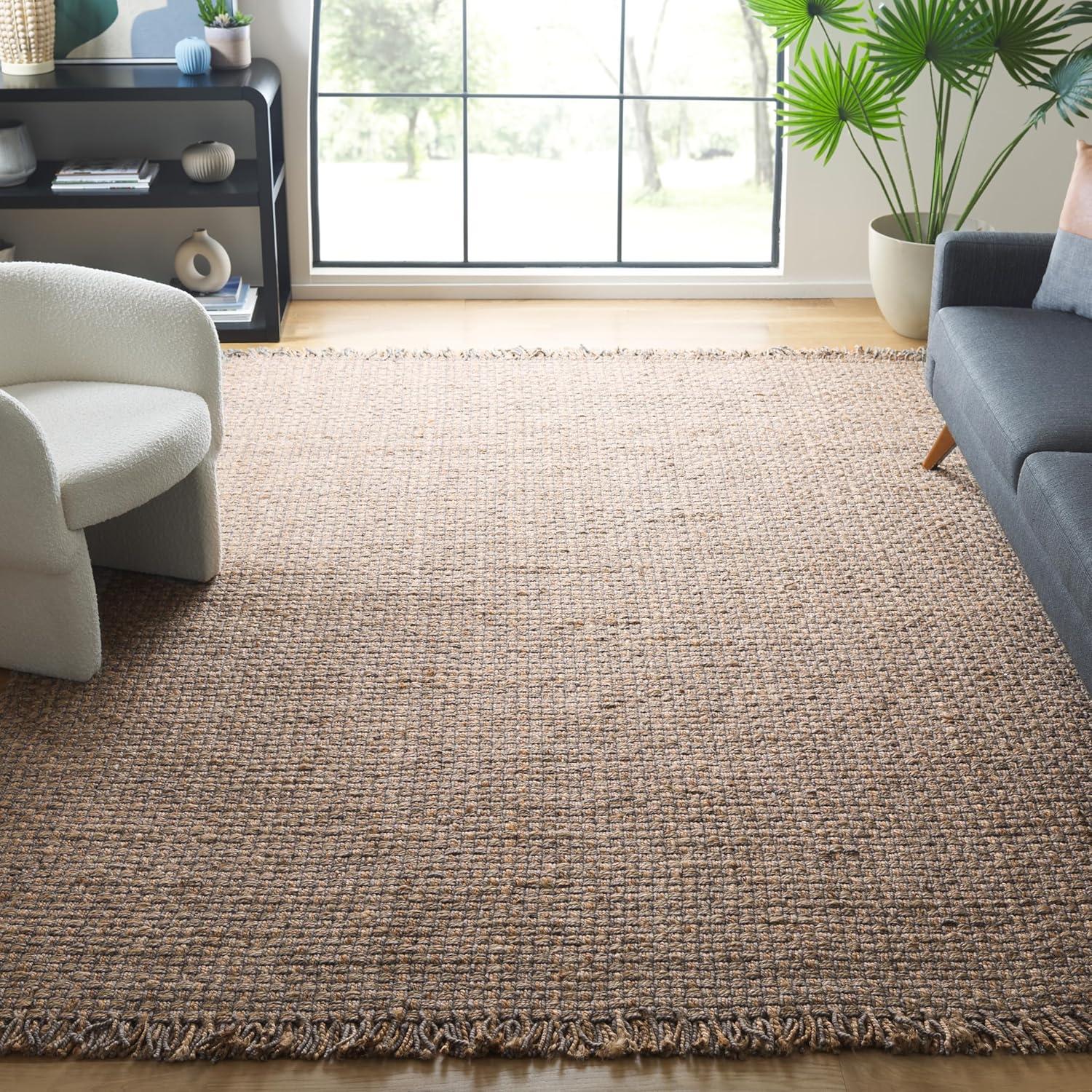 image:imageSAFAVIEH Area Rug 8x10 Natural Fiber Collection Large Natural amp Grey Handmade Wool amp Jute Ideal for Living Room Bedroom Dining Space NF814ANaturalGrey