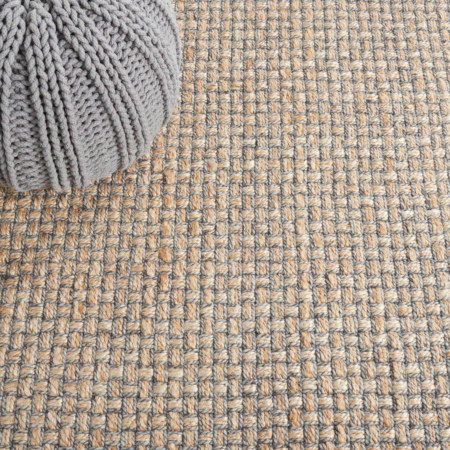 image:imageSAFAVIEH Area Rug 8x10 Natural Fiber Collection Large Natural amp Grey Handmade Wool amp Jute Ideal for Living Room Bedroom Dining Space NF814ANaturalGrey